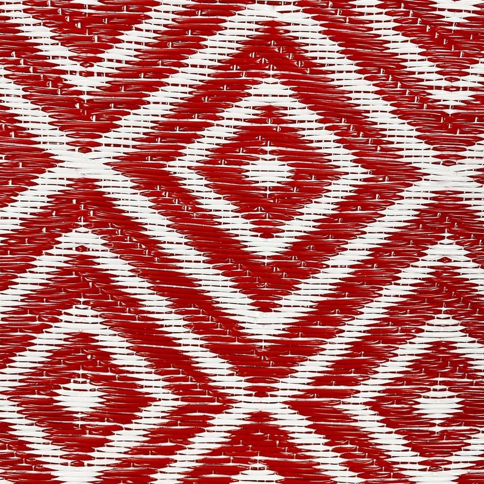 Outdoorteppich Praktischer Plastik Outdoor-Teppich mit Rautenmuster in  rot/weiß, Teppich-Traum, rechteckig