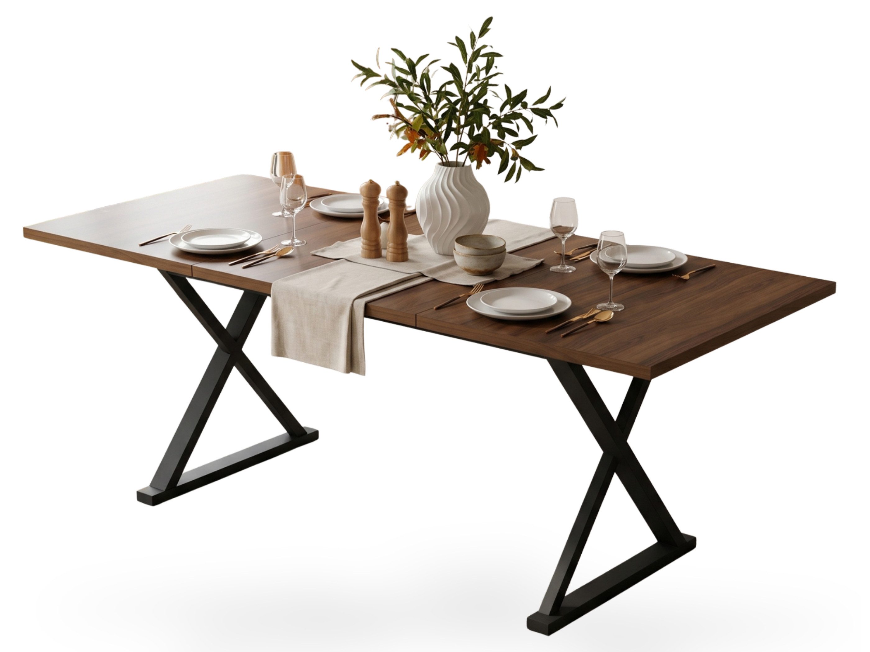 SeedWave Esstisch Küchentisch 180 x 90 cm für 6–8 Personen im Industrial-Stil, Rechteckiger Familientisch mit X-Gestell für Ess- und Wohnbereiche