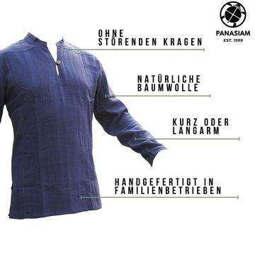 PANASIAM Kurzarmhemd Fischerhemd Ben aus hochwertiger Baumwolle mit Holzknopf Herren Bequemes Freizeithemd Fisherman Shirt