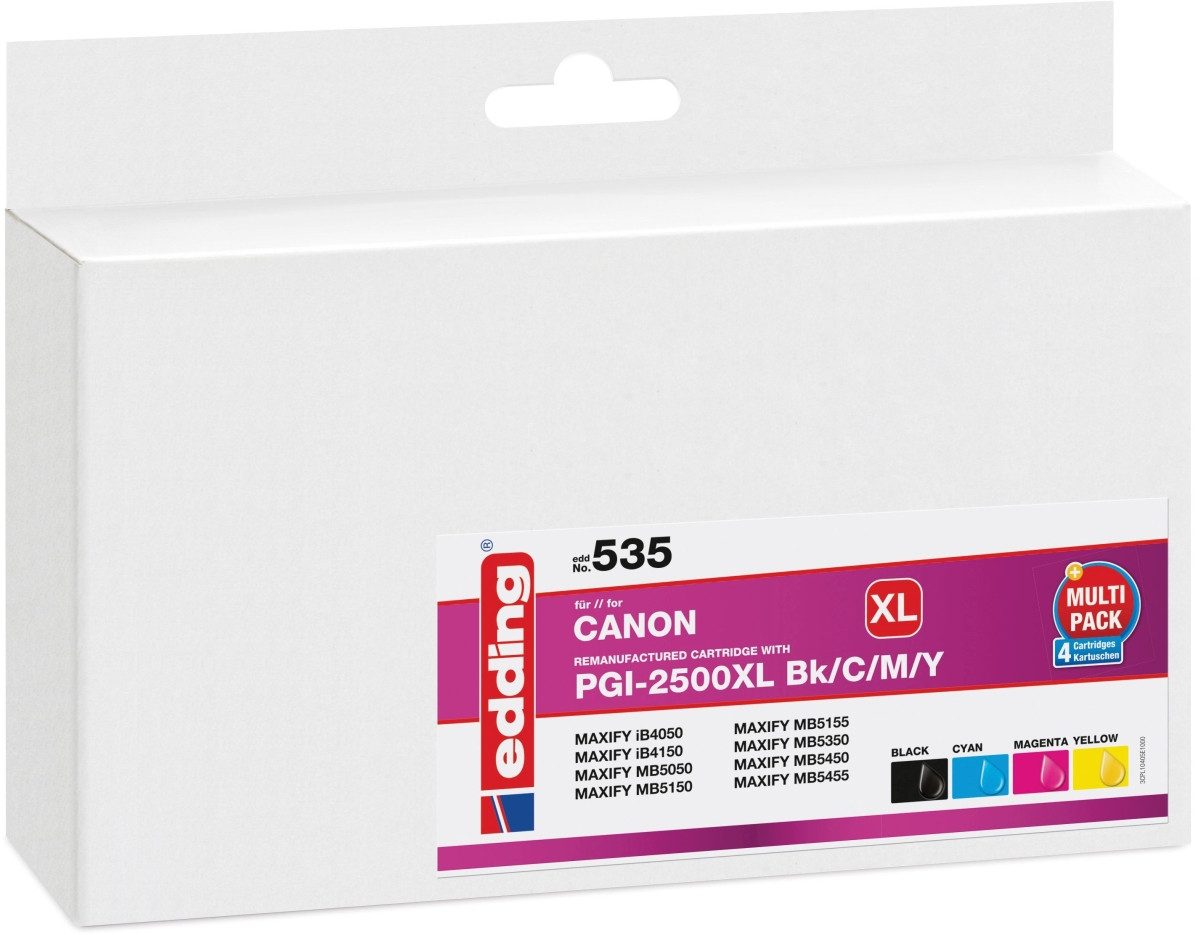 edding Druckerpatronen kompatibel mit Canon PGI-2500XLBk/C/M/Y Multipack Nachfülltinte (x)