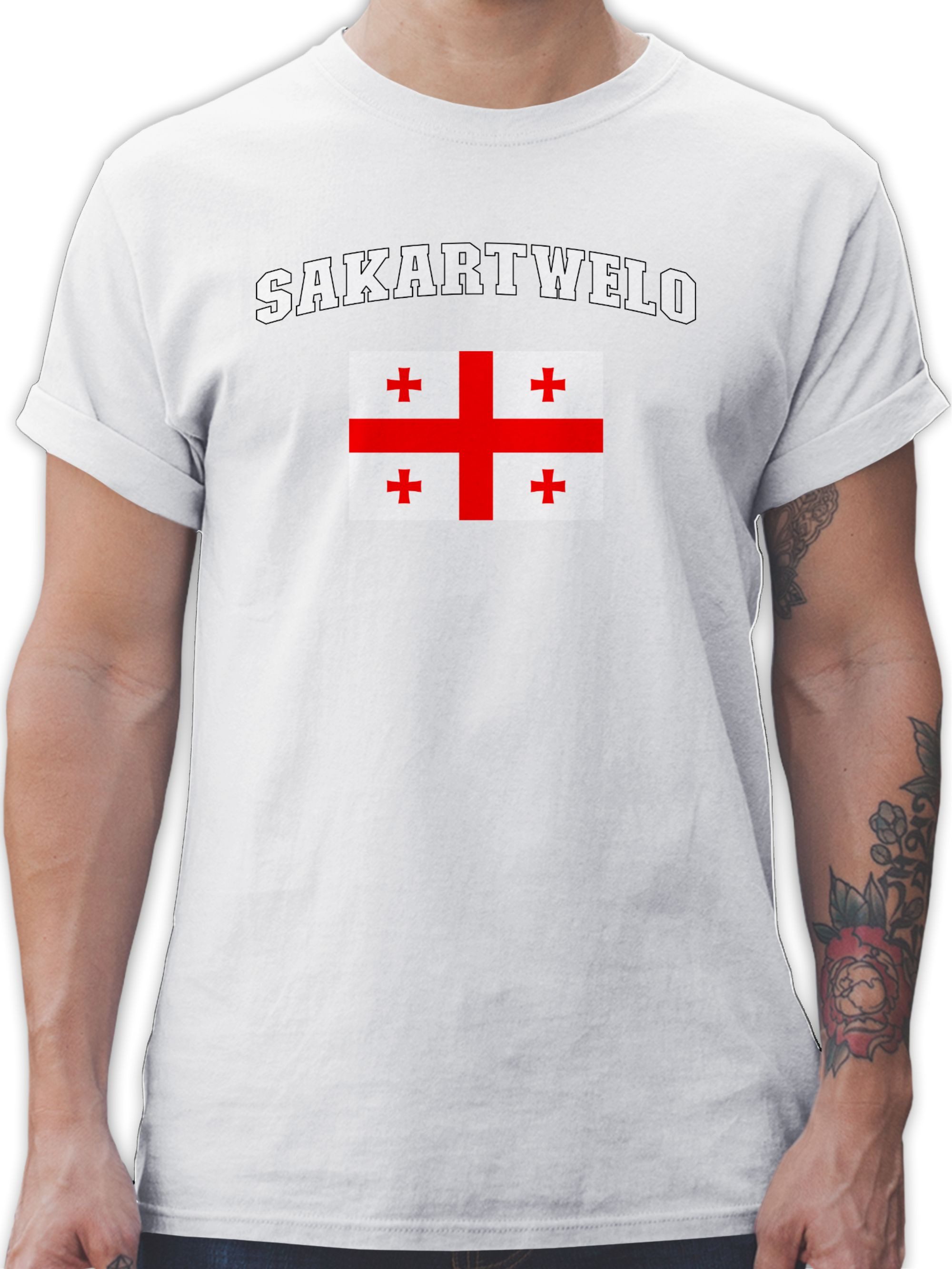 Shirtracer T-Shirt Sakartwelo Schriftzug mit Flagge, günstig online kaufen
