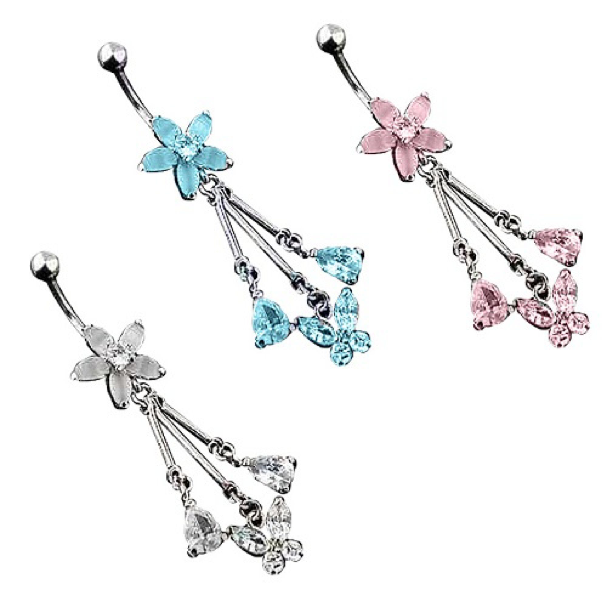 Taffstyle Bauchnabelpiercing Piercing Chirurgenstahl Zirkonia Blumen, Bauch günstig online kaufen