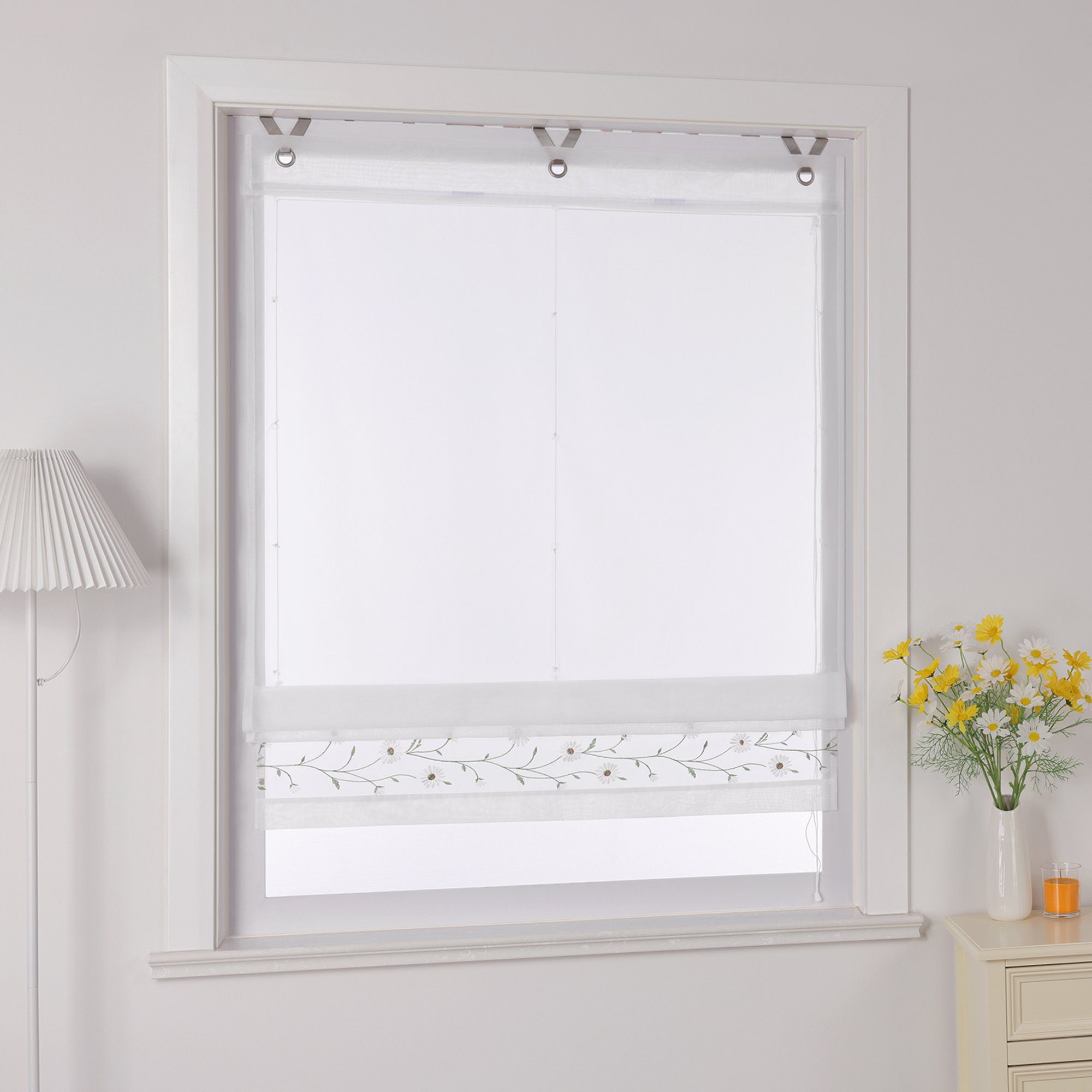 Joyswahl Raffrollo, mit Hakenaufhängung, Bestickte Gardine mit Blumen, Land günstig online kaufen