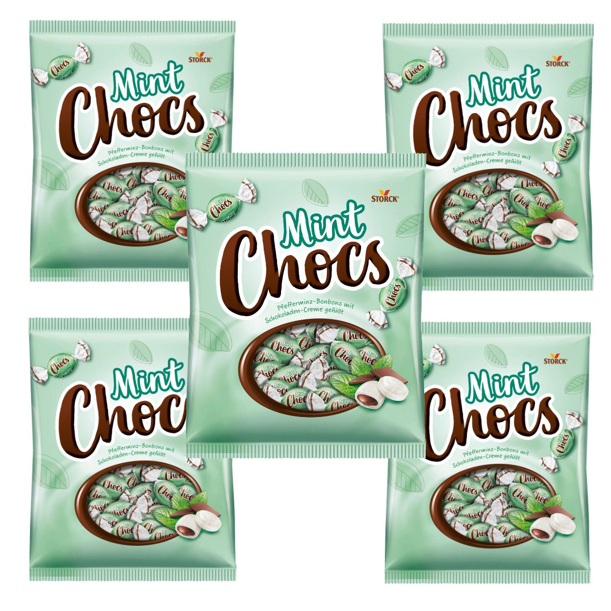 STORCK Süßigkeit, Storck Pfefferminz Bonbons mit Schokoladen Cremefüllung 425g 5er Pack