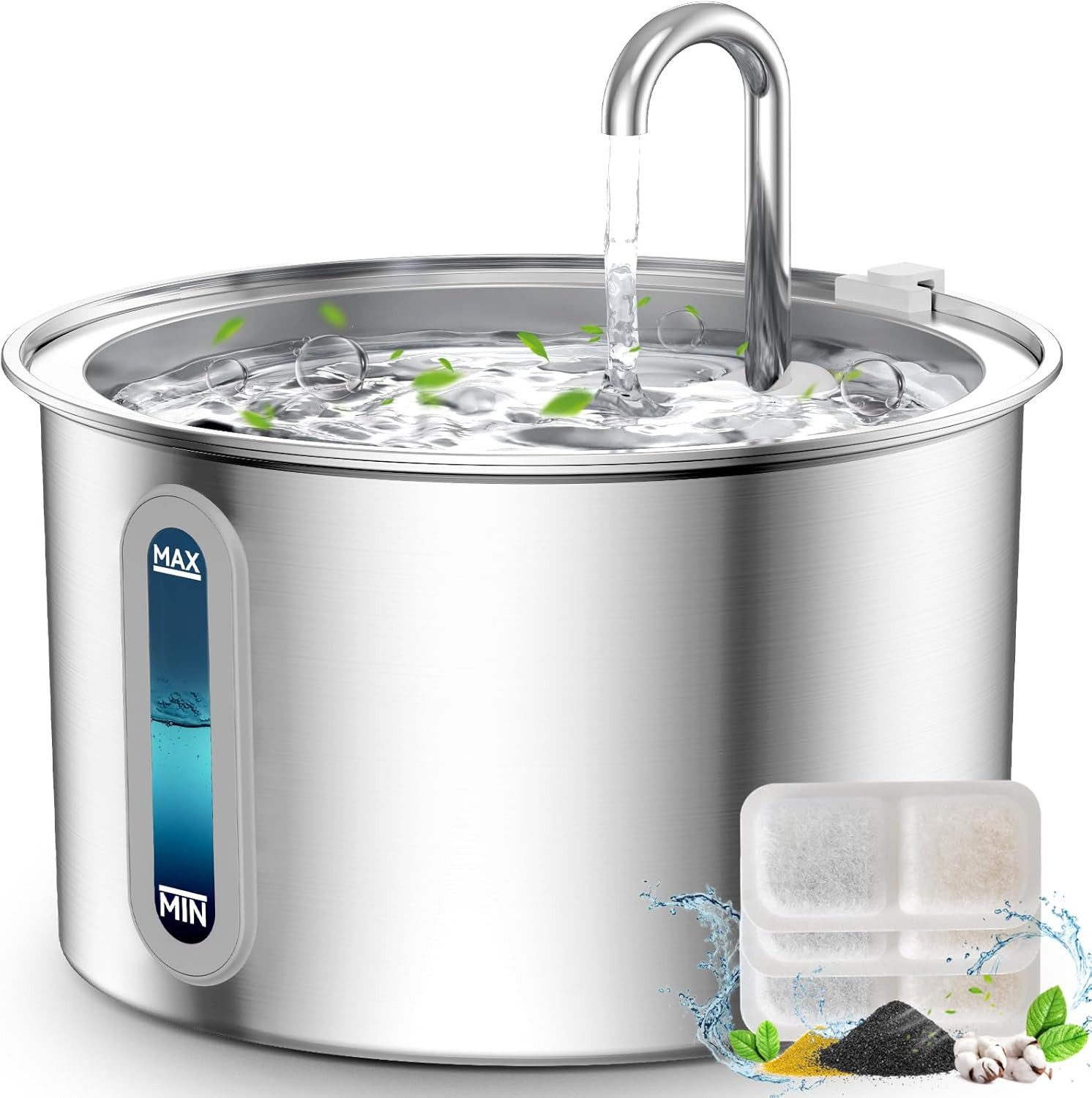 Purpurra Trinkbrunnen Oneisall Trinkbrunnen Edelstahl mit Pumpe 2L/ Filter