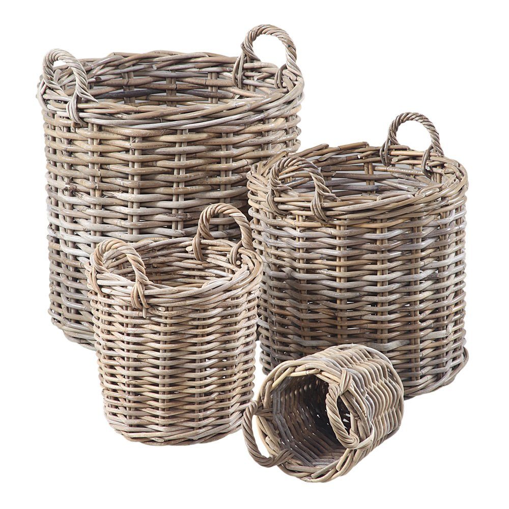 Allzweckkorb Carly Korb Set rund mit 4 stk. in natur mit Griff.