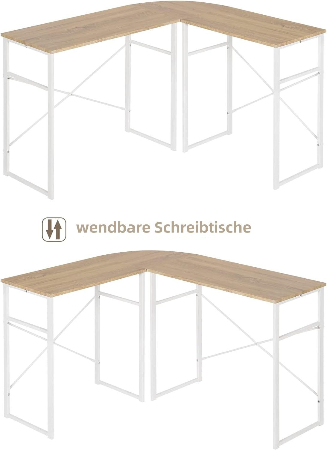 Woltu Schreibtisch, aus Arbeitstisch, L-Form und Stahl Eckschreibtisch Holz