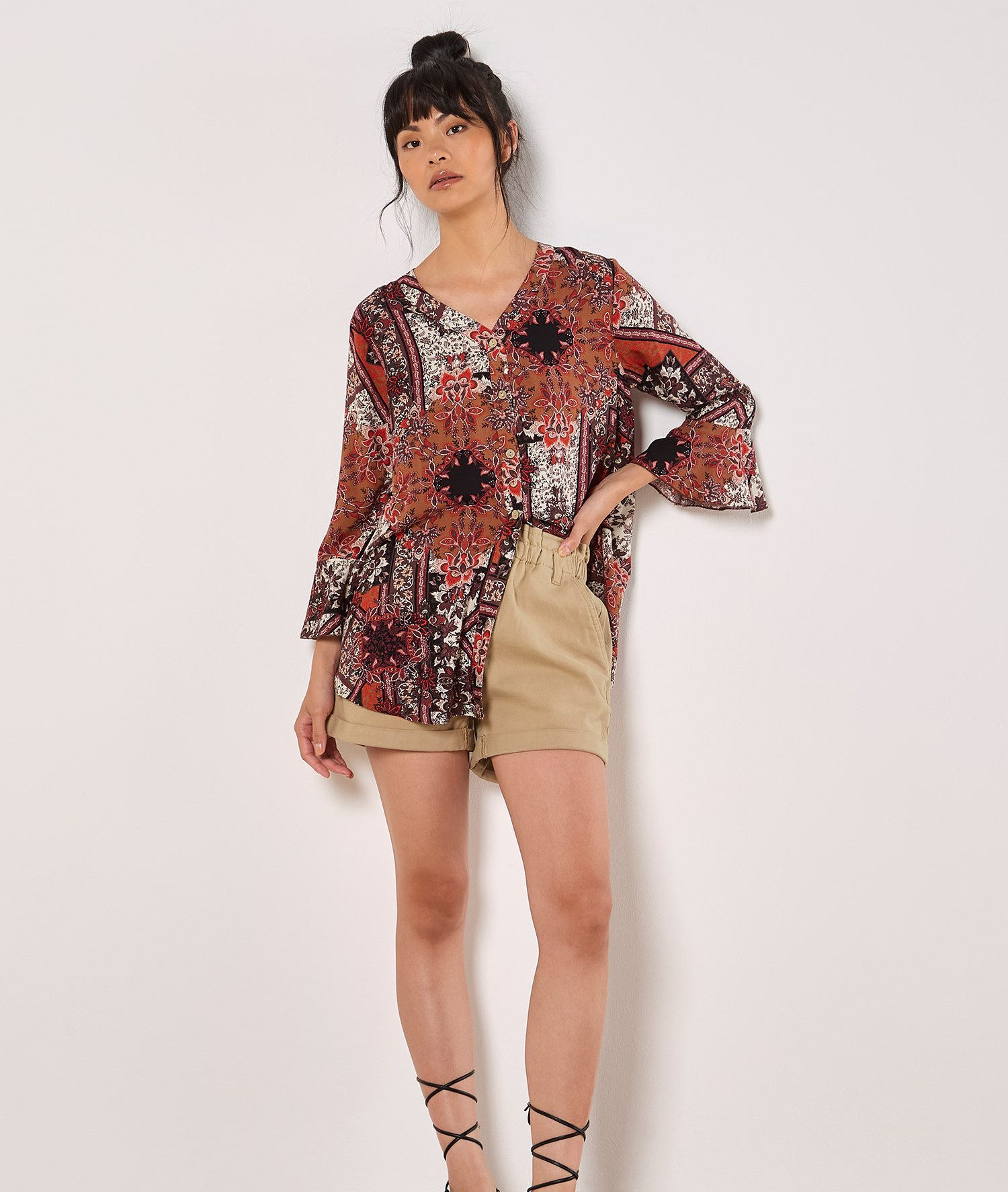 Blusentop Bluse mit Schaldruck