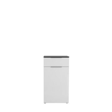 möbelando Kleiderschrank 25636568 (BxHxT: 53x100x40 cm) in anthrazit - Weißglas mit einer Schublade und einer Tür