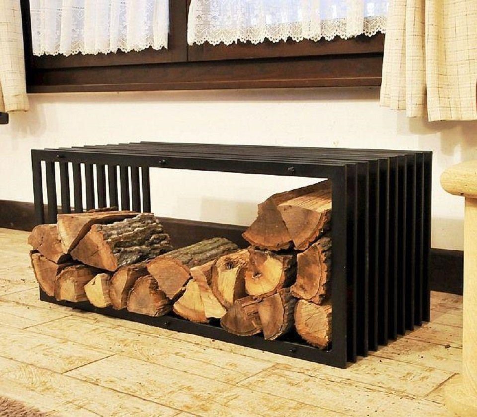DanDiBo Kaminholzregal Kaminholzständer Bank D-Stil 100 cm Holzkorb Kaminho günstig online kaufen