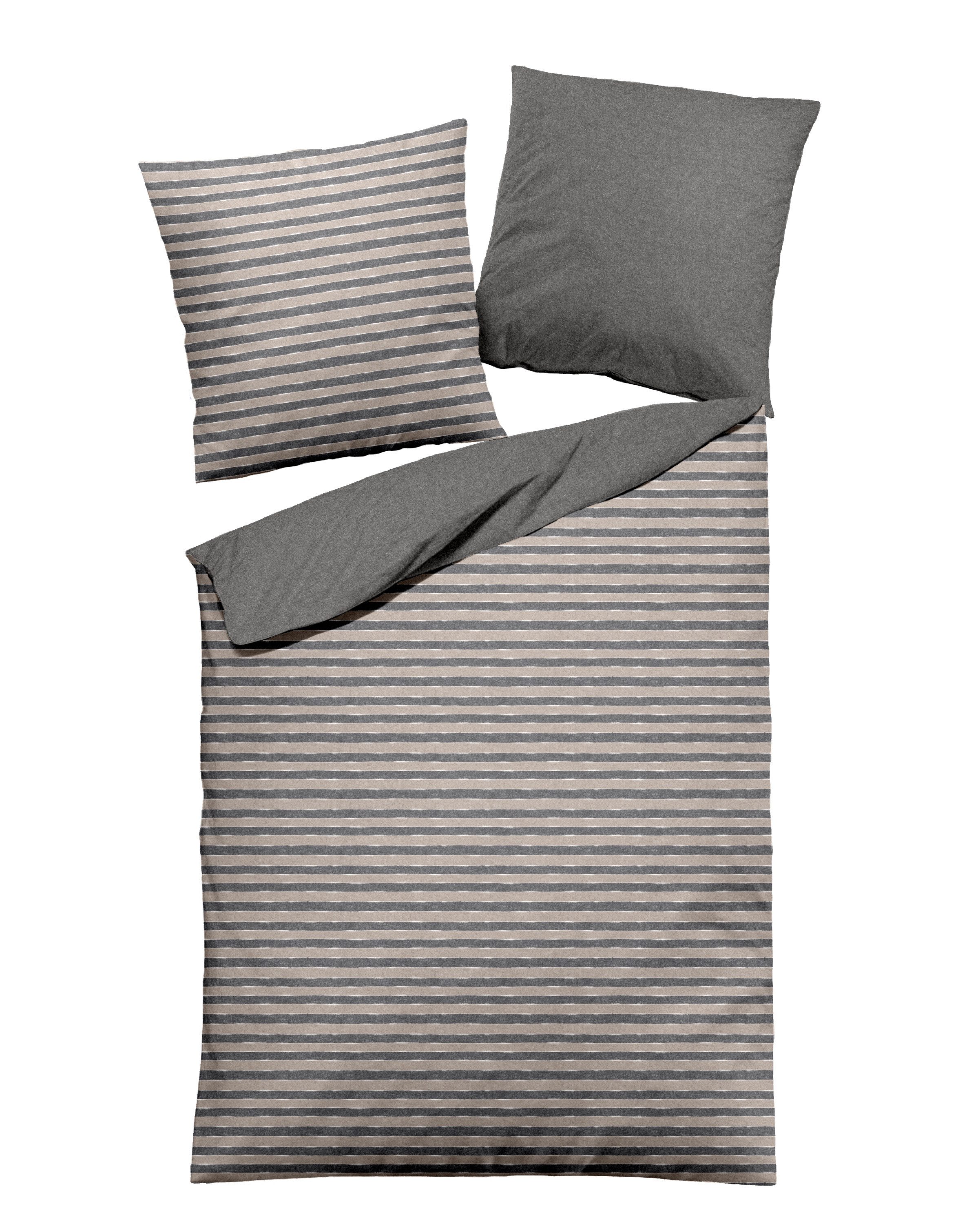 Dormisette Bettwäsche DORMISETTE Bettwäsche Flanell BL 135x200 cm grau Bettbezug Bettzeug