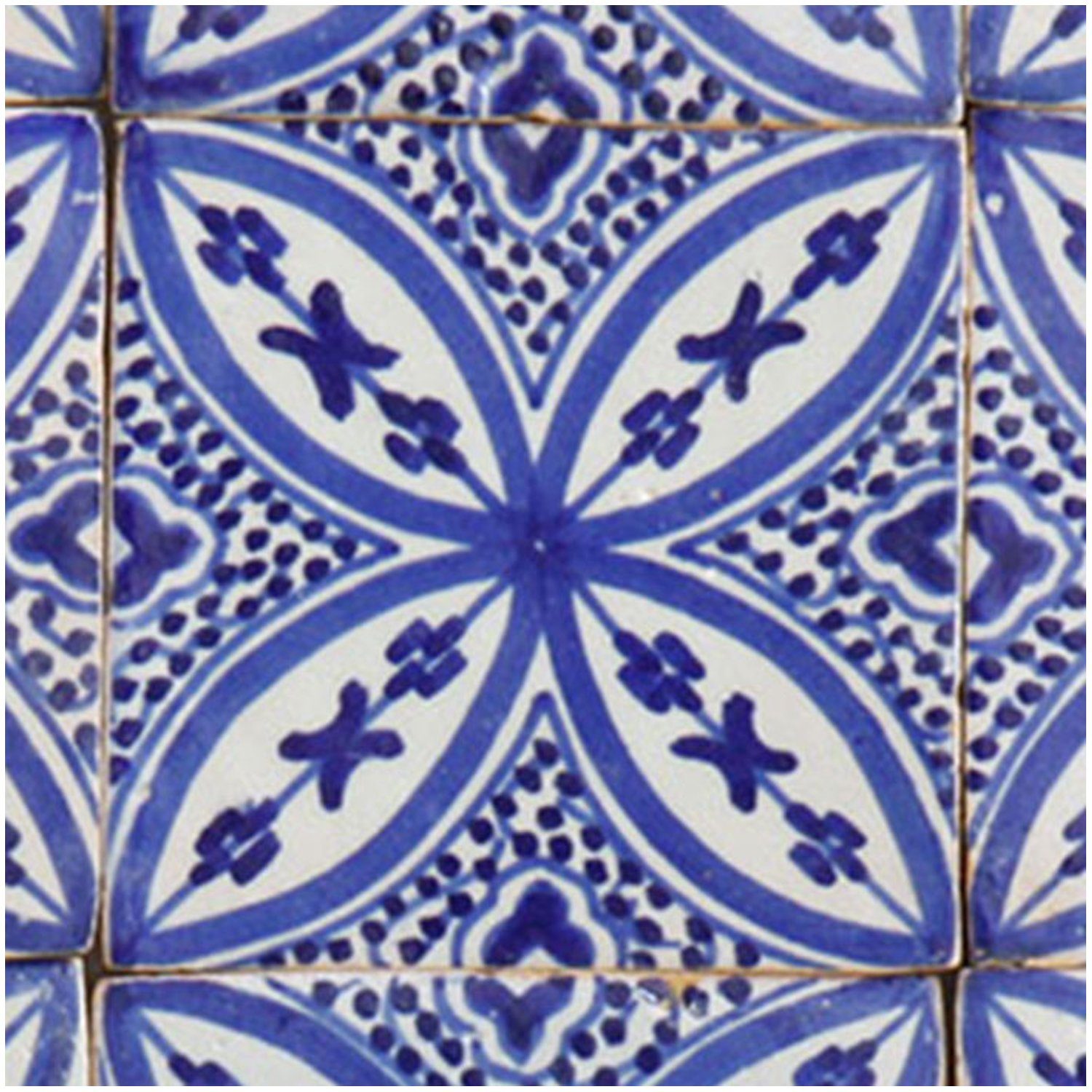 Casa Moro Wandfliese Orientalische Keramikfliese Ifsane 10x10 cm, Blau und Weiß, blau weiß handbemalte marokkanische Fliese, Kunsthandwerk aus Marokko Wandfliese, für schöne Küche Dusche Badezimmer, FL7150