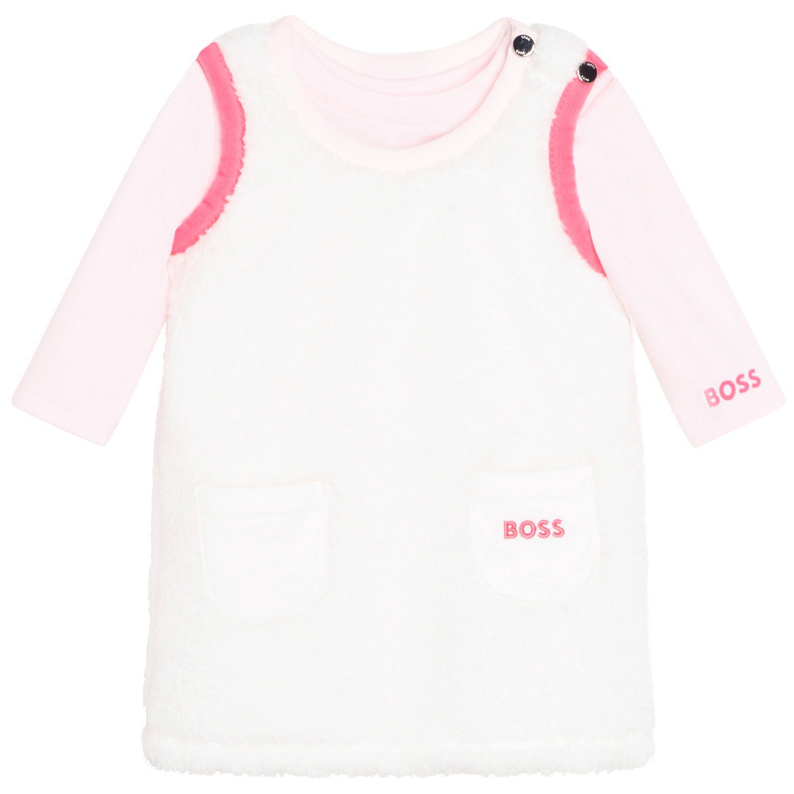 Boss Kidswear 2-in-1-Kleid BOSS Kidswear Baby Set Shirt mit Kleid rosa weiß