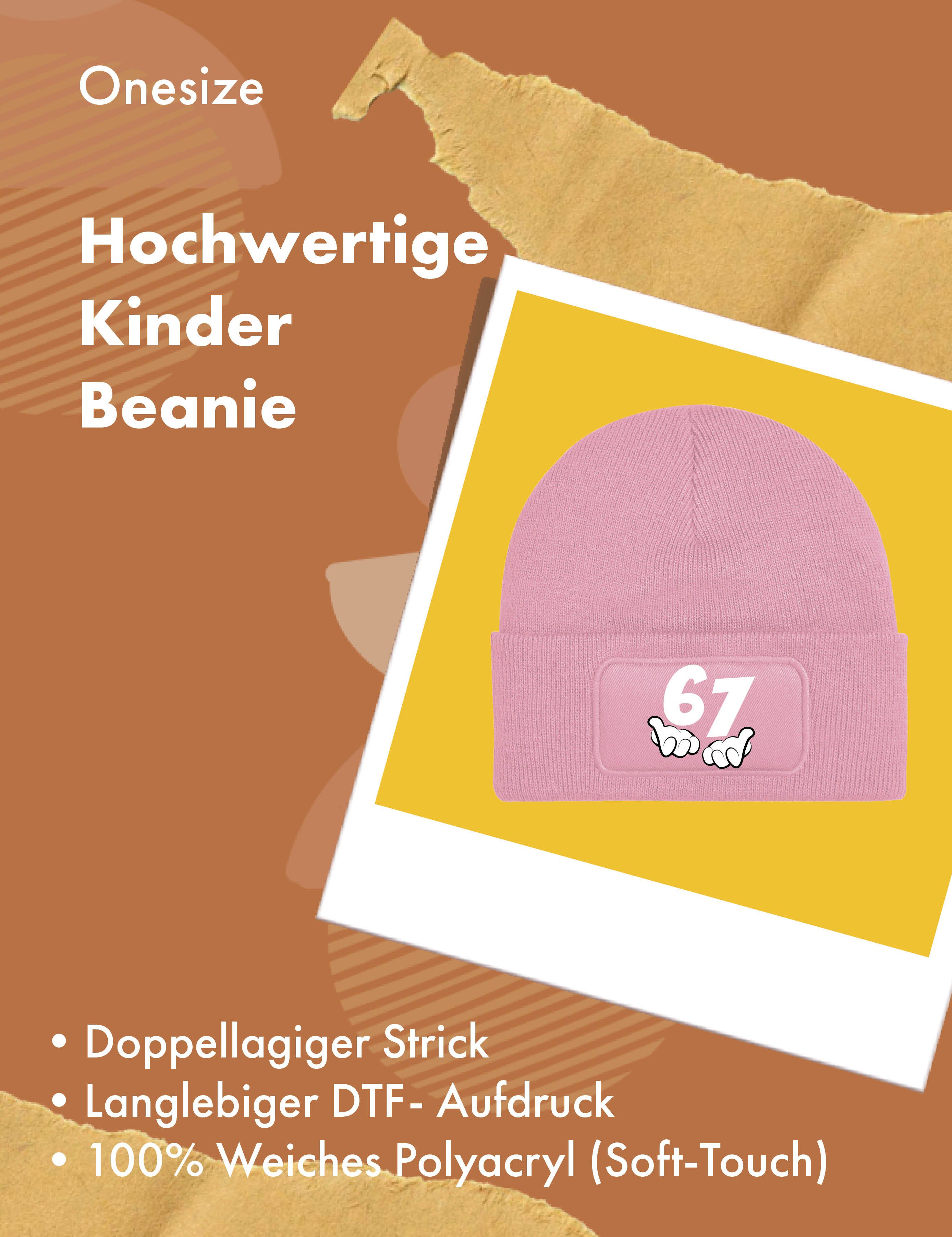 Youth Designz Beanie Unisex Kinder Beanie Mütze "67" echte Dorfkinder Print Geschenk mit lustigem Aufdruck für Jungen und Mädchen Statement – Bild 3 von 5