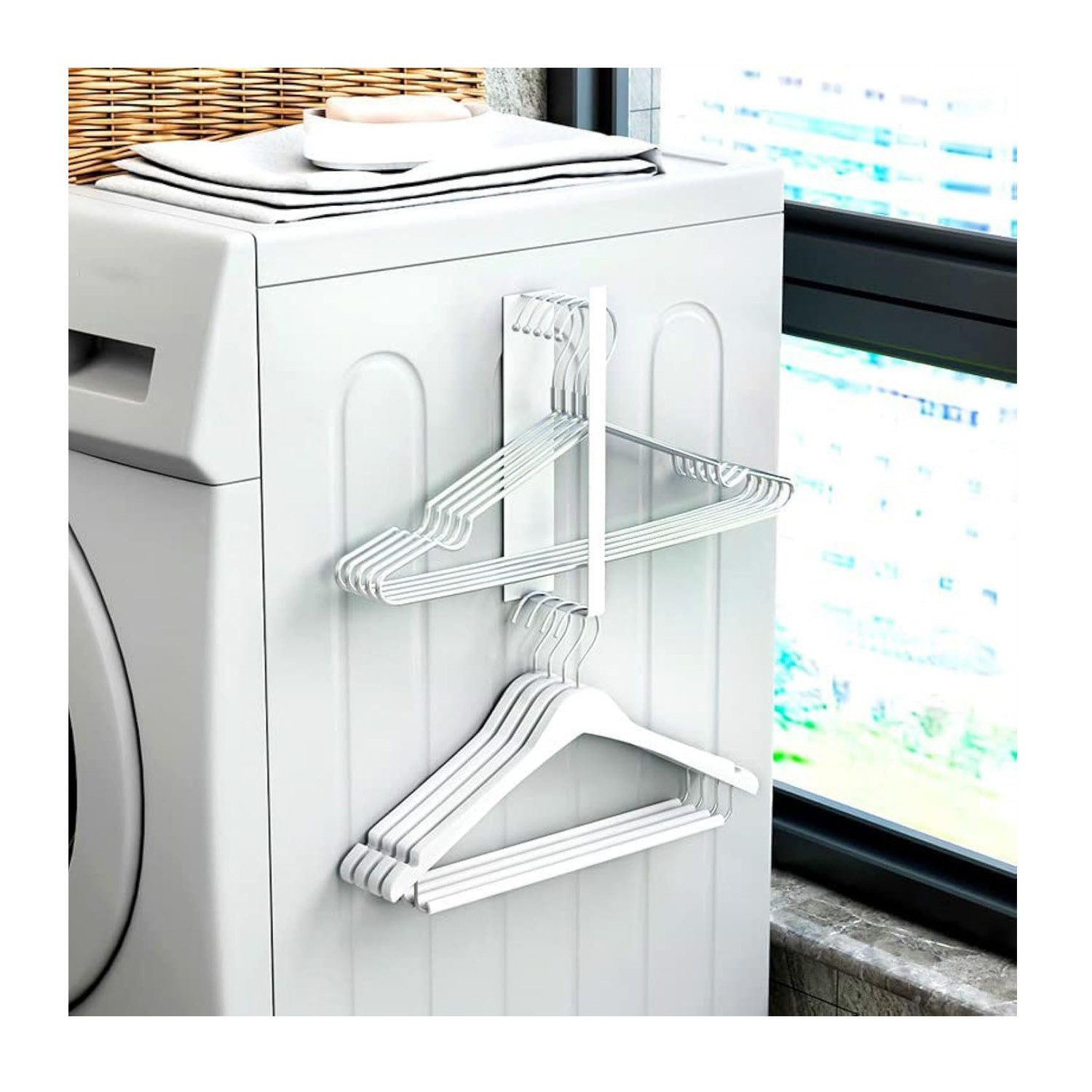 Diwzbyn Magnethalter Magnetisches Kleiderregal (Kohlenstoffstahl), stapelbar, geeignet für Waschmaschinen und Kleiderschränke.