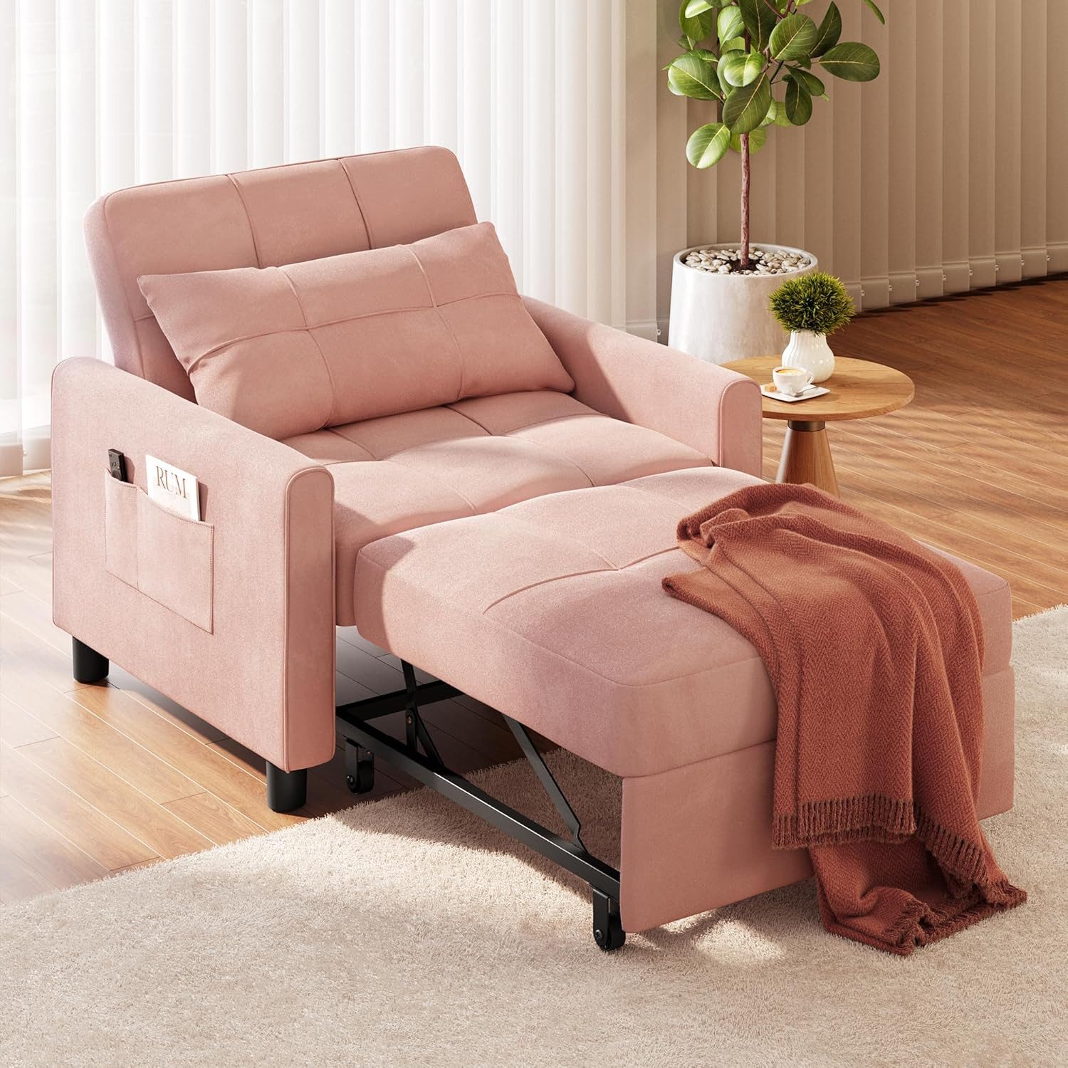 Blishom Relaxsessel 3-in-1 Schlafsessel Schlafsofa Klappbett Relaxsessel 78x86x84 cm, multifunktionaler Sessel zum Ausziehen als Gästebett