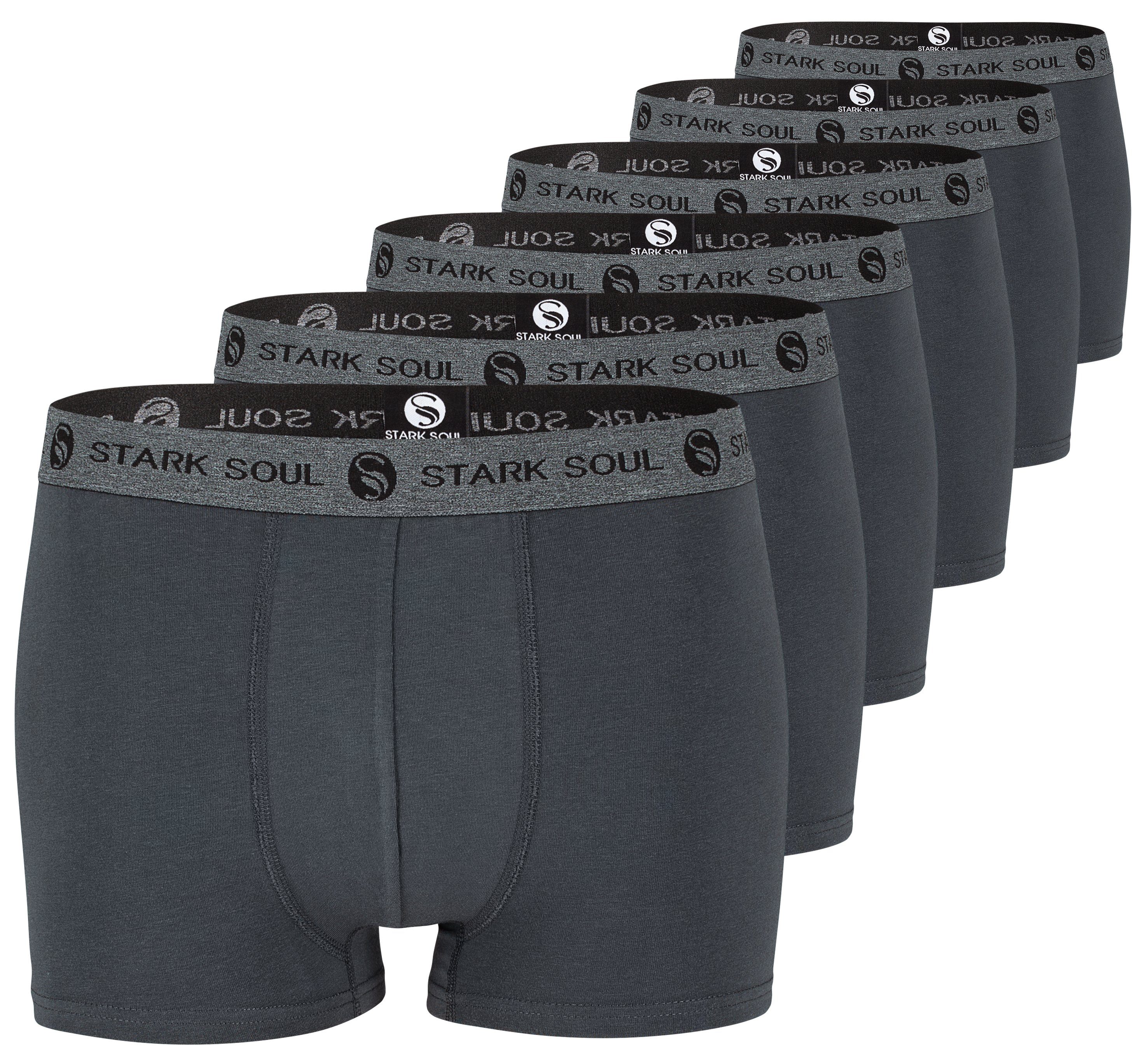 Stark Soul® Dunkelgrau Herren Boxershorts, 6er-Pack Baumwoll-Unterhosen im 6er Boxershorts Hipster Pack
