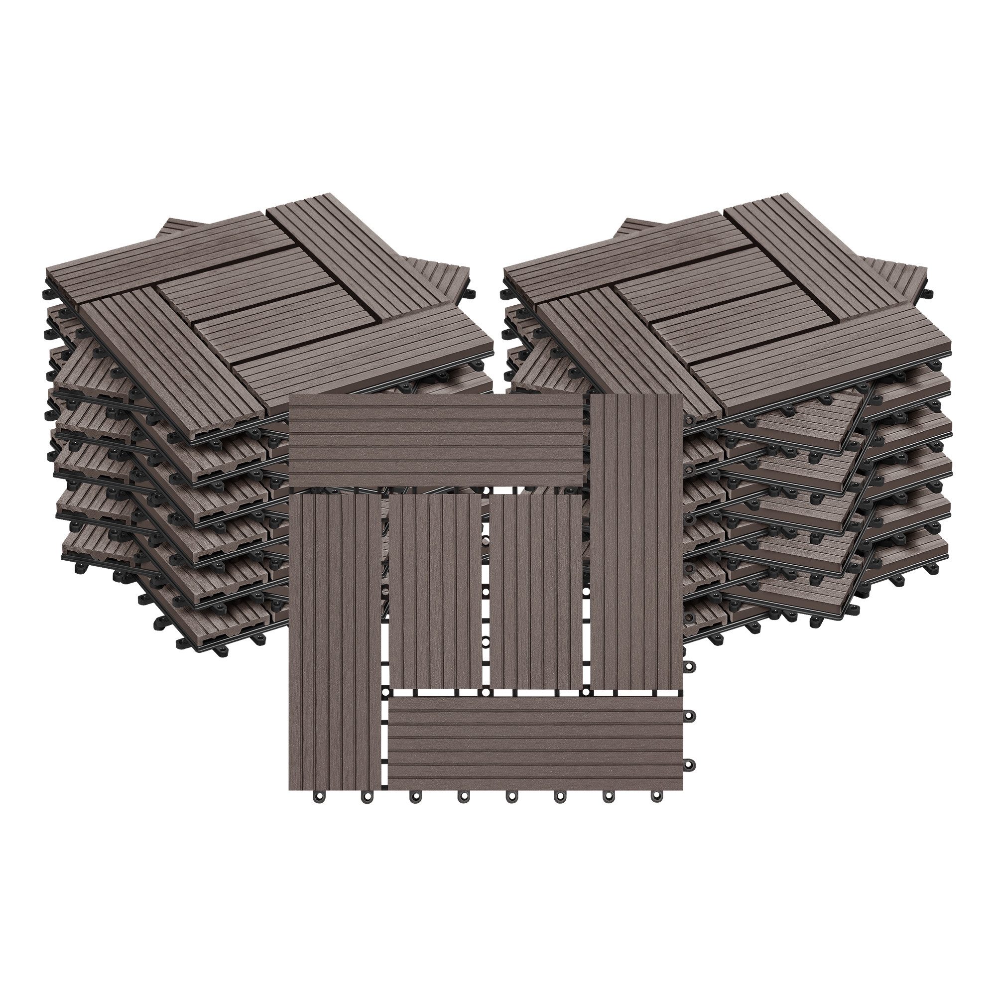 Woltu WPC-Fliesen, 22 St., Terrassendielen in Holzoptik mit klicksystem. Reduzierter Preis € 72,57. Unverbindliche Preisempfehlung € 129,99, (€ 3,30 pro 1 Stk)