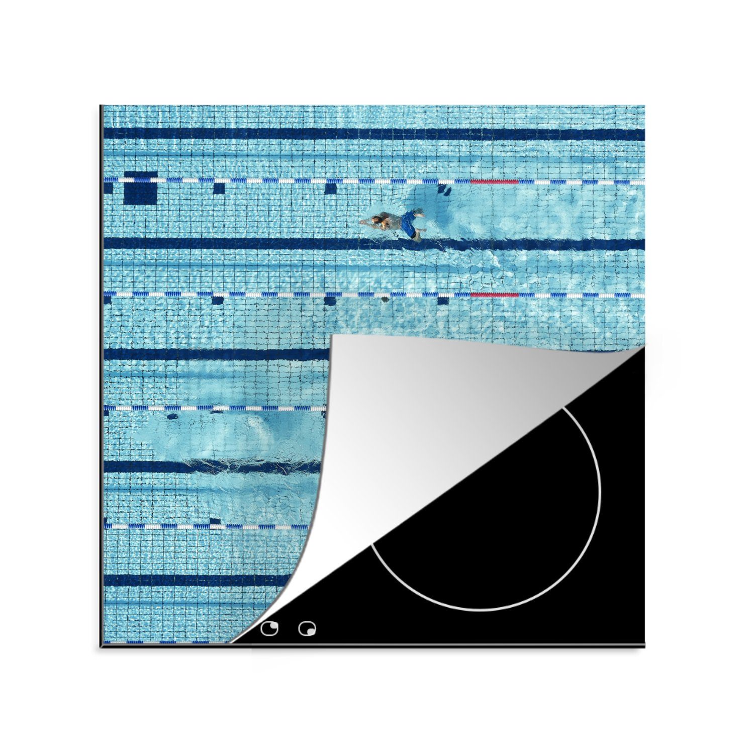 cm, - küche Pool Vinyl, Herdblende-/Abdeckplatte für Ceranfeldabdeckung, Arbeitsplatte - tlg), Schwimmer 78x78 Wasser, (1 MuchoWow