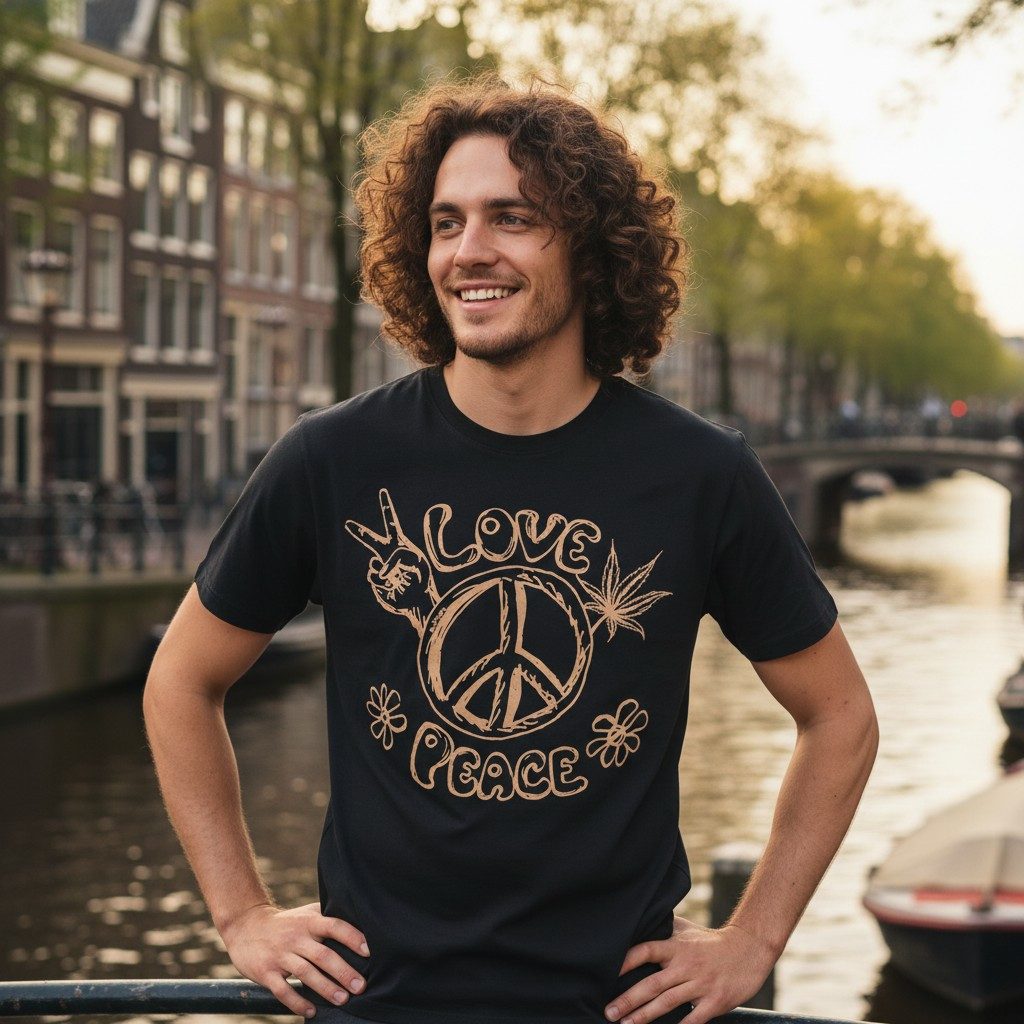 Guru-Shop T-Shirt Mirror Herren T-Shirt, Yoga Shirt - Peace/schwarz Goa Sty günstig online kaufen