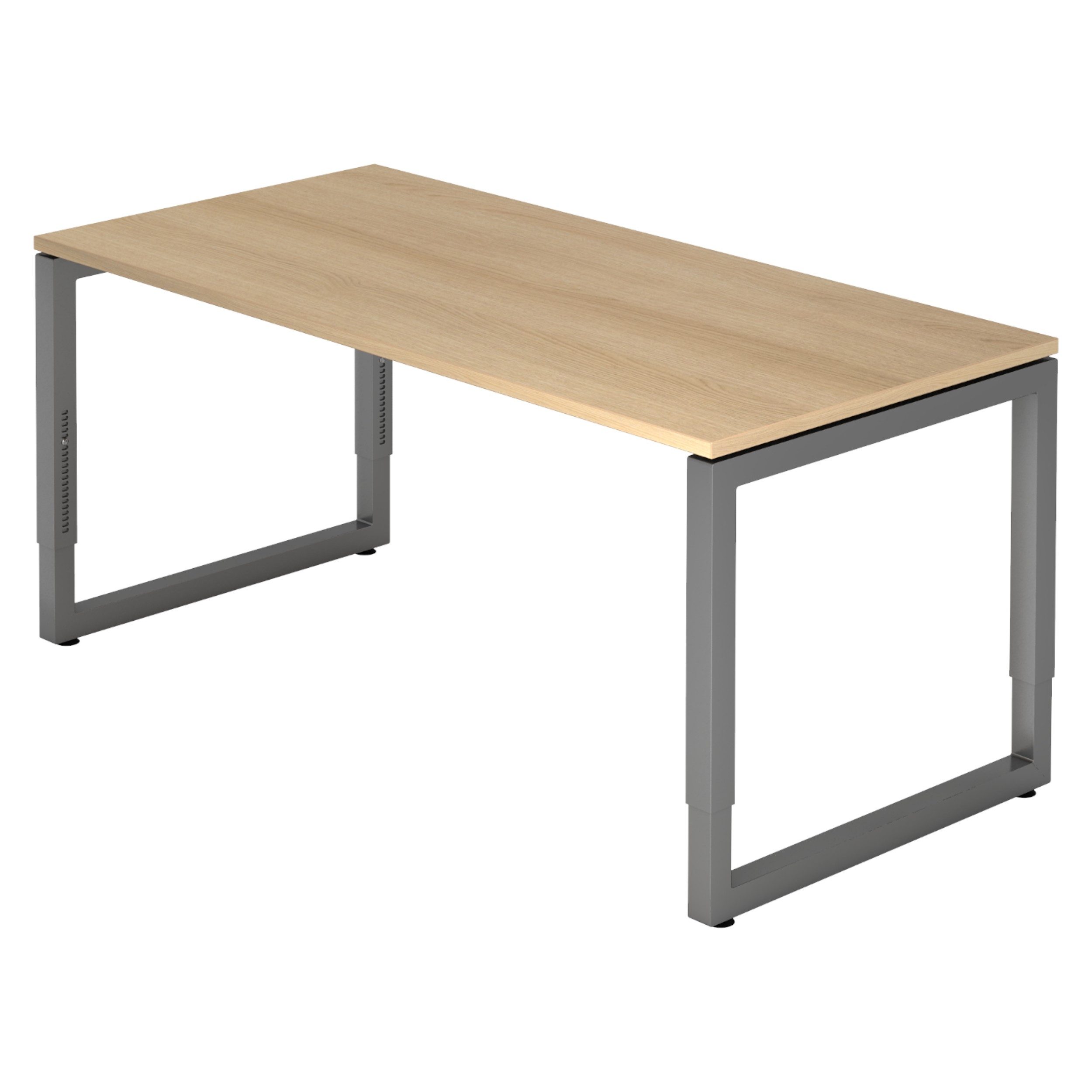 bümö Schreibtisch Serie-R höhenverstellbar, Rechteck: 160 x 80 cm - Dekor: Eiche - Gestell: Graphit