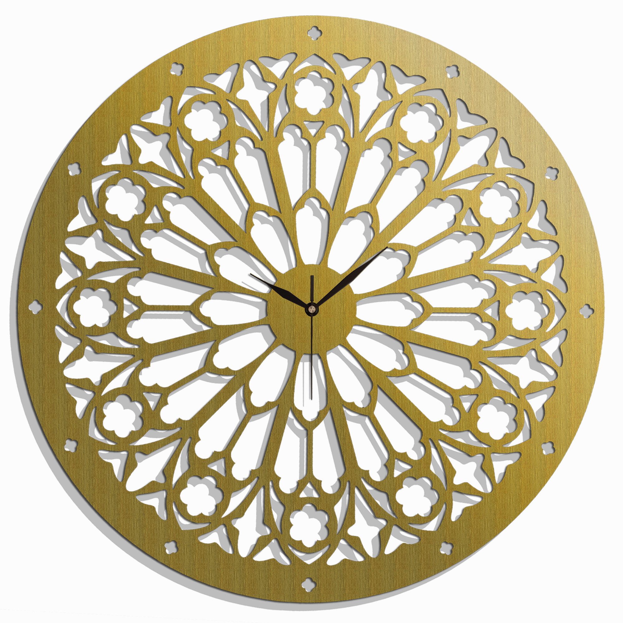 ORNAMENTI Wanduhr Grosse, vintage, gotisch, NOTRE DAME, holz, hingucker Wanduhr, 60 cm (ohne Ticken, Wanddeko,Gotik, Weiss, Schwarz, Gold)