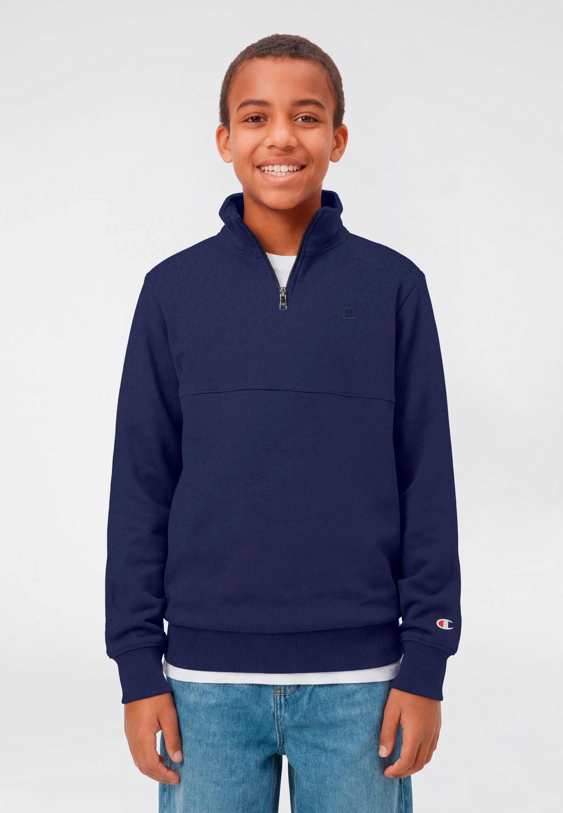 Champion Sweatshirt ICONS Terry Half zip sweatshirt with small C logo mit halbem Reißverschluss, hoch geschlossener Ausschnitt