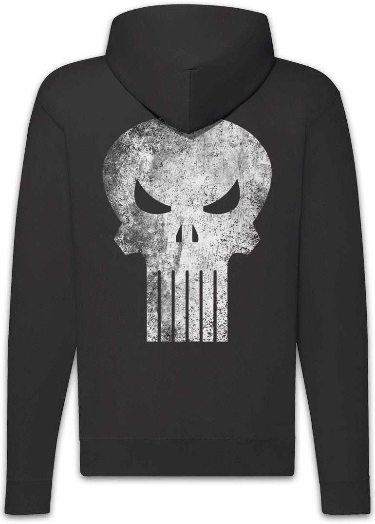 Urban Backwoods Sweatjacke P Skull Zipper Hoodie Vigilante Logo Symbol Punisher Hero Jigsaw (1-tlg) Microchip Schädel Totenkopf Totenschädel