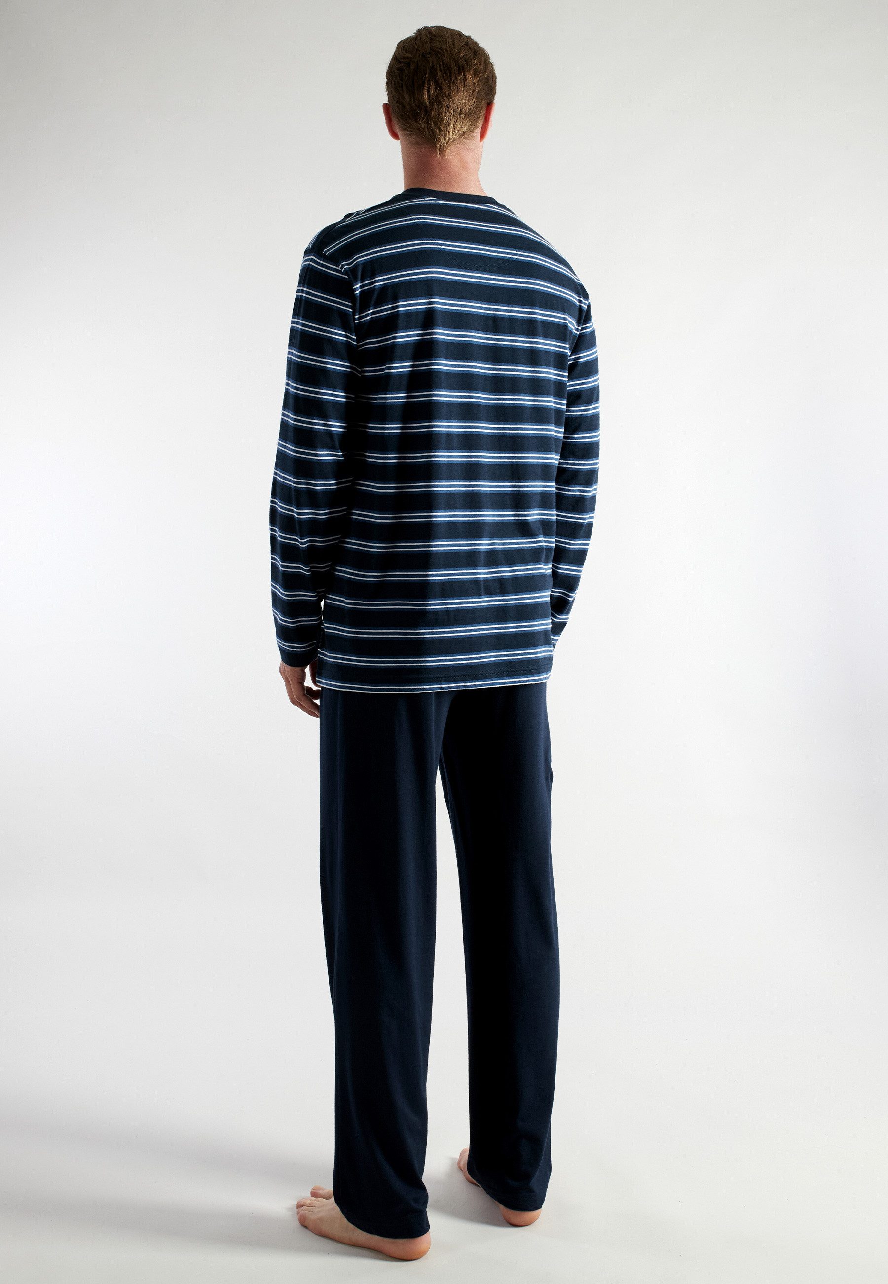 CECEBA Pyjama CECEBA Herren Pyjama blau quergestreift (1 tlg)