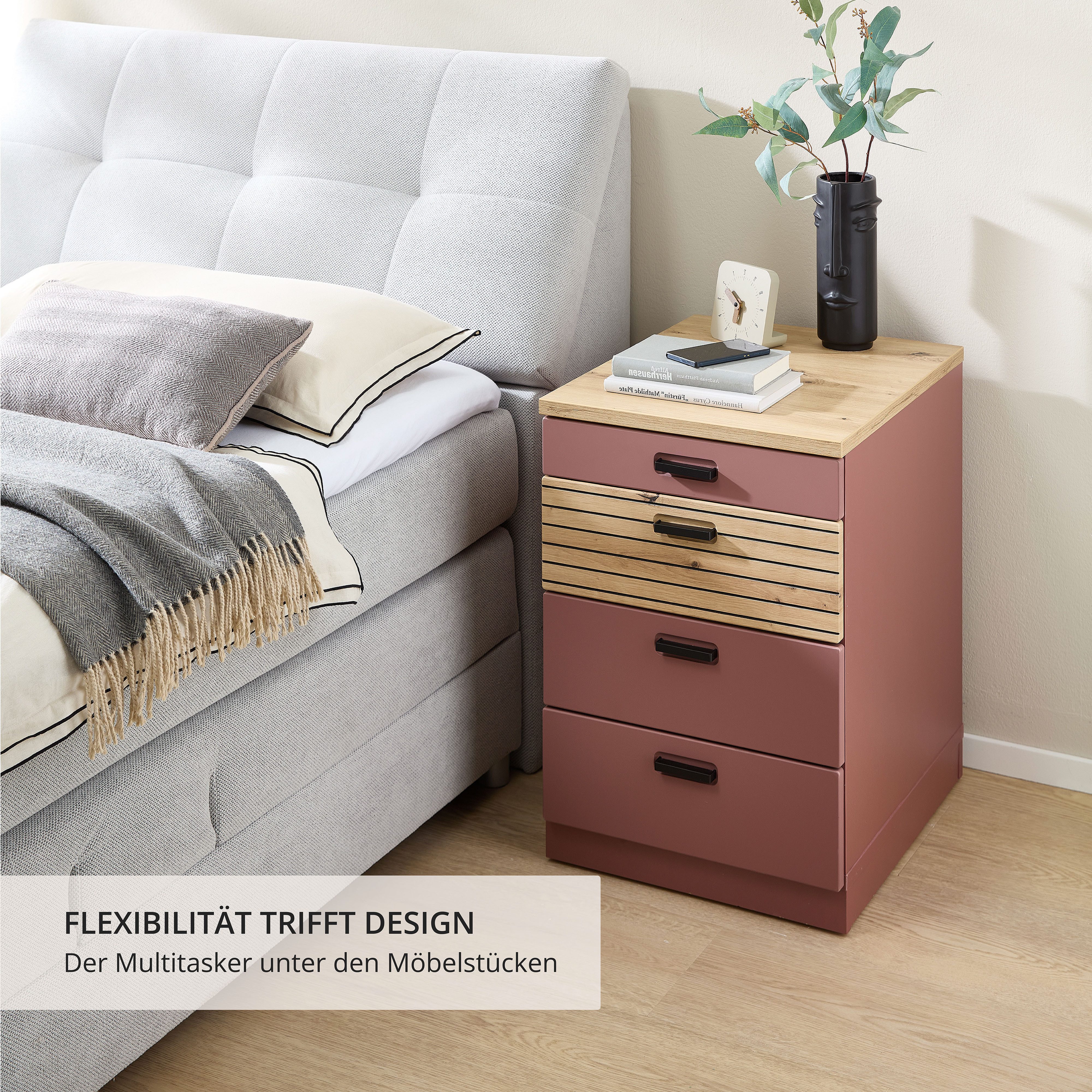 Innostyle Rollcontainer Rollcontainer Glenn, 45 x 66 x 55 cm (B/H/T), (1 St), inkl. Filzeinlage, 4 Rollen(2 mit Bremsen) oder Sockel, SK Soft-Close
