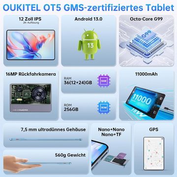 OUKITEL OT5 Helio G99 Prozessor 36GB RAM Gaming Tablet (12", 256 GB, Android 13, Mit den besten und erstaunlichsten Funktionen, attraktivem Design)