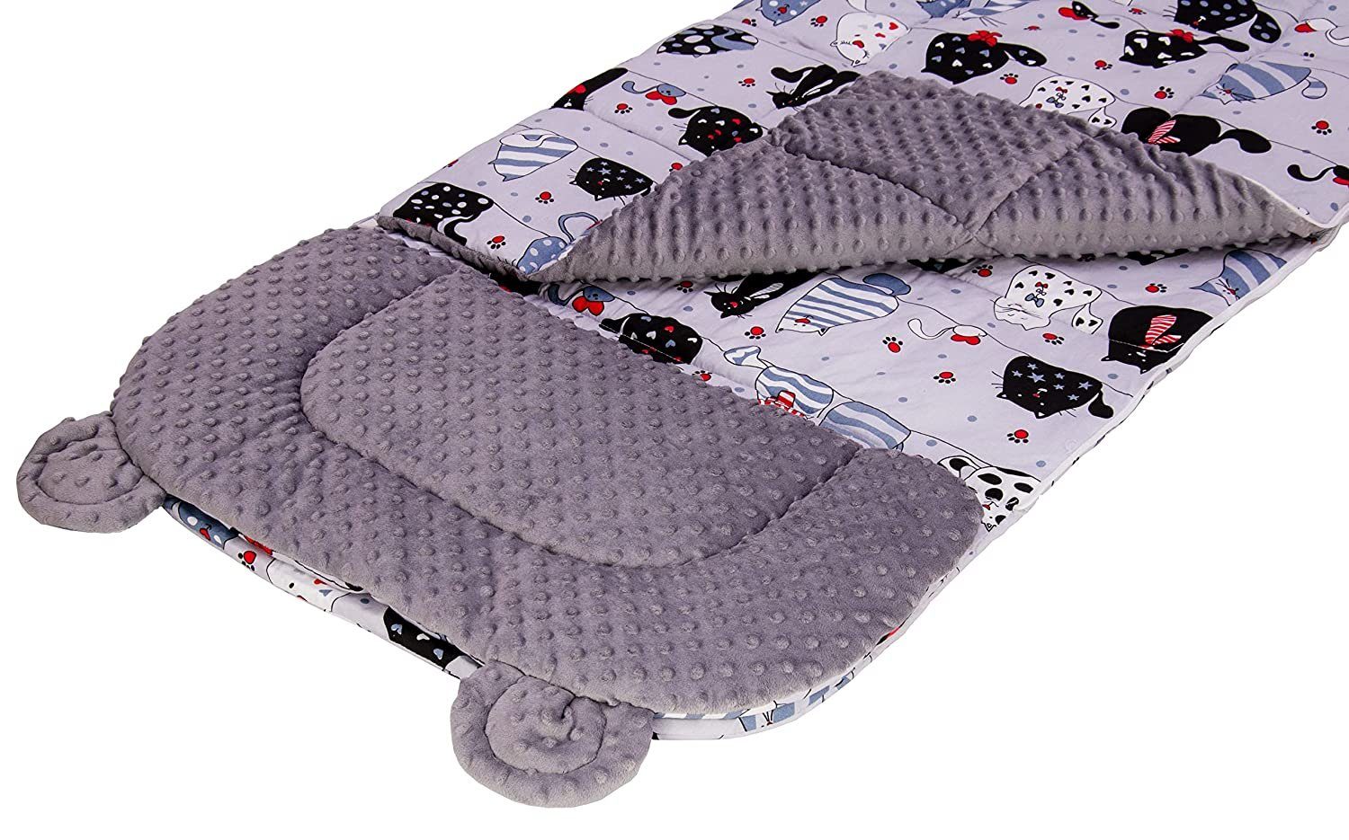 Best for Kids Kinderschlafsack Kinderschlafsack Set 3in1 mit Kissen & Tasche (Schlafsack-Set für Kinder, 3 tlg., Set bestehend aus Schlafsack), Kissen mit Bärenohren & Transporttasche