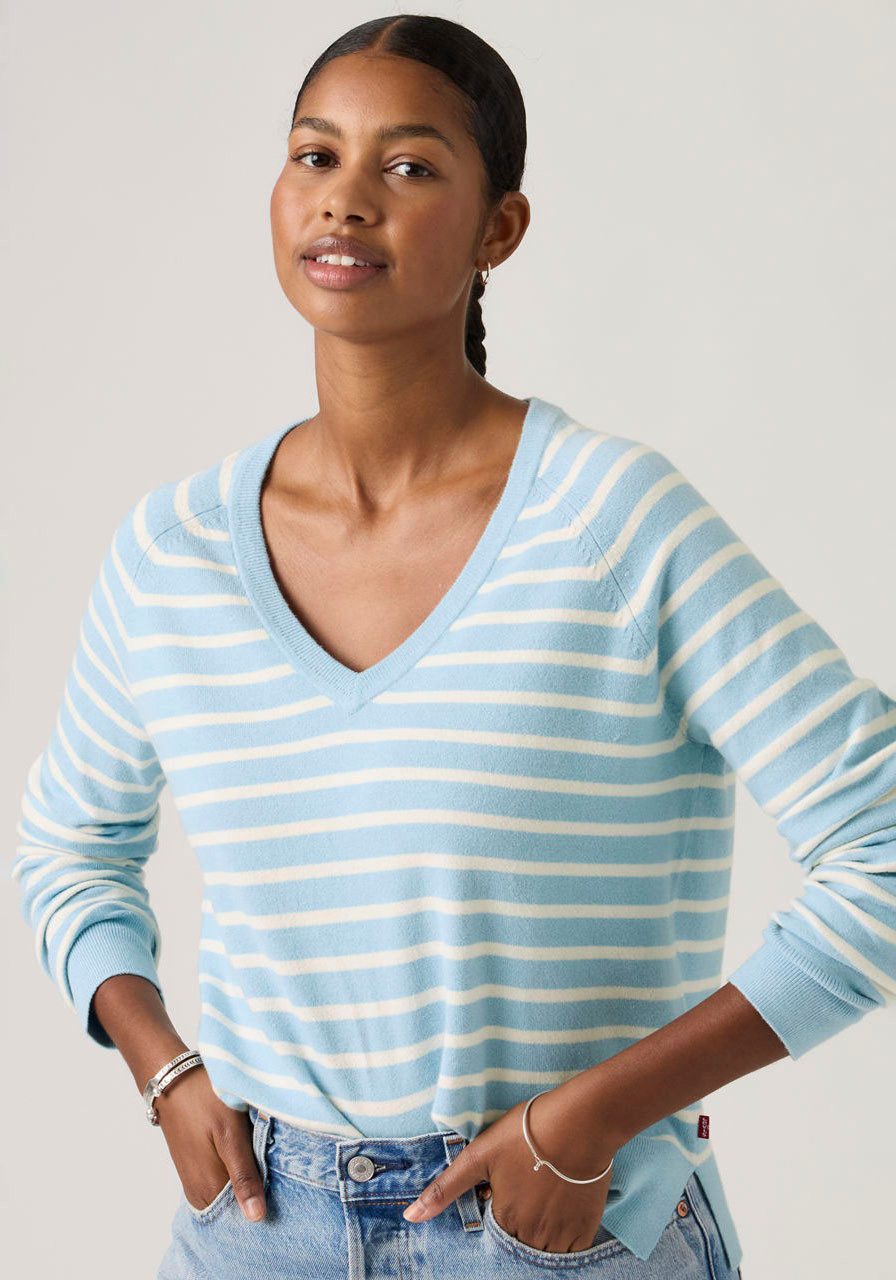 Levi's® V-Ausschnitt-Pullover SUPER SOFT VNECK PULLOVER im Bund beidseitig mit kurzem Schlitz