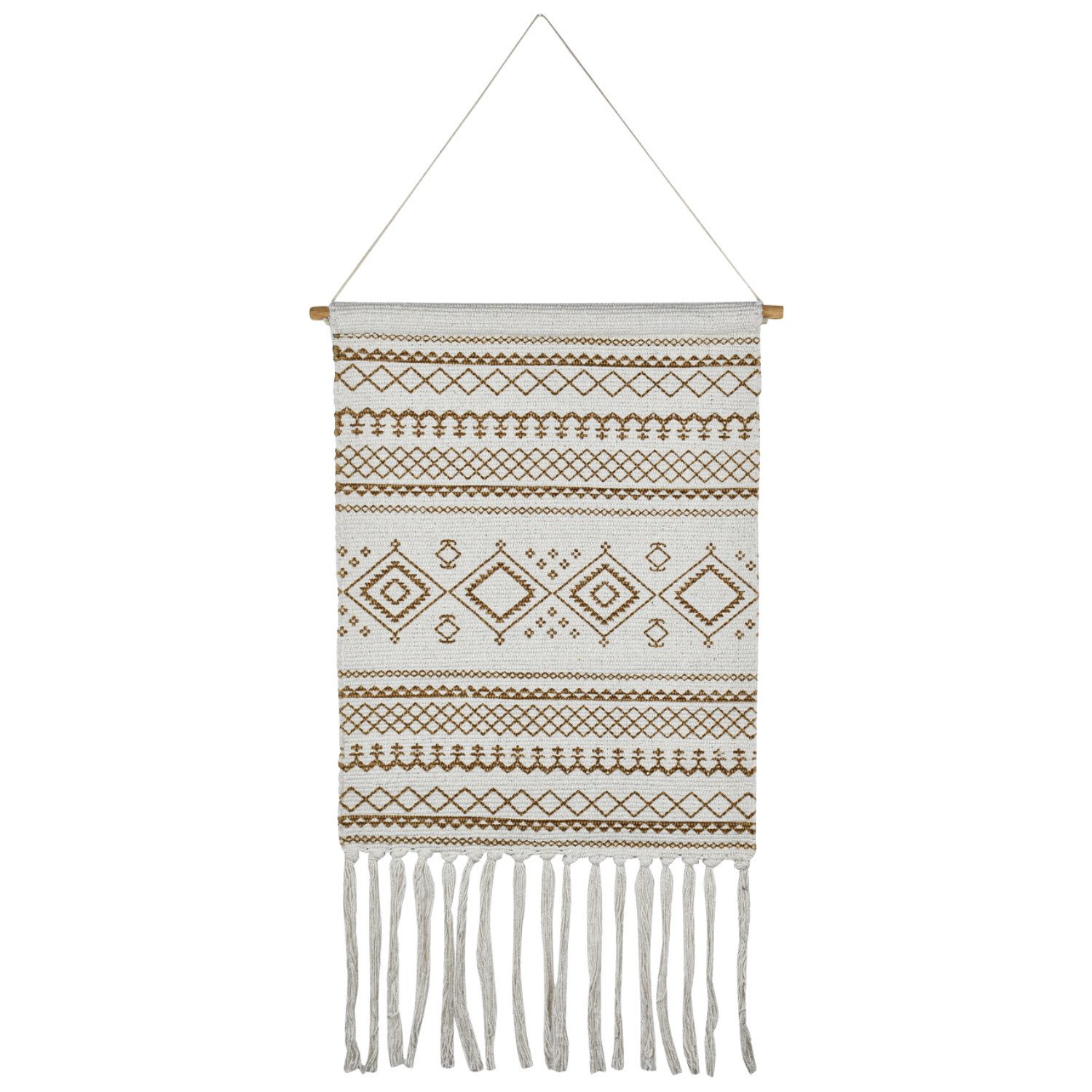 Marrakesch Orient & Mediterran Interior Wanddekoobjekt Boho Wandteppich Calegora modern aus Baumwolle in Beige 45 x 85 cm (1 St), Handarbeit
