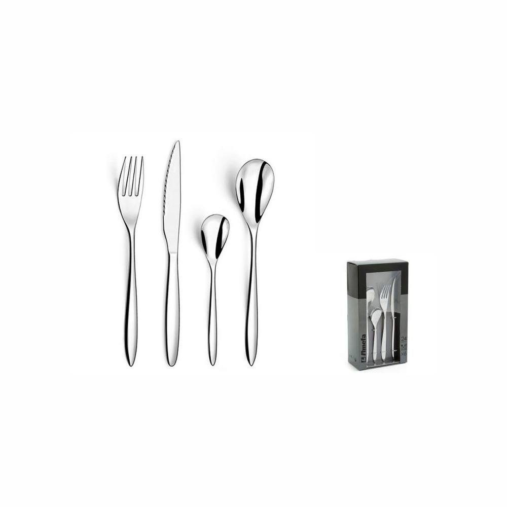 Amefa Havane Besteckset – 24-teilig Für 6 Personen, Edelstahl Glänzend, Dschungel-Design