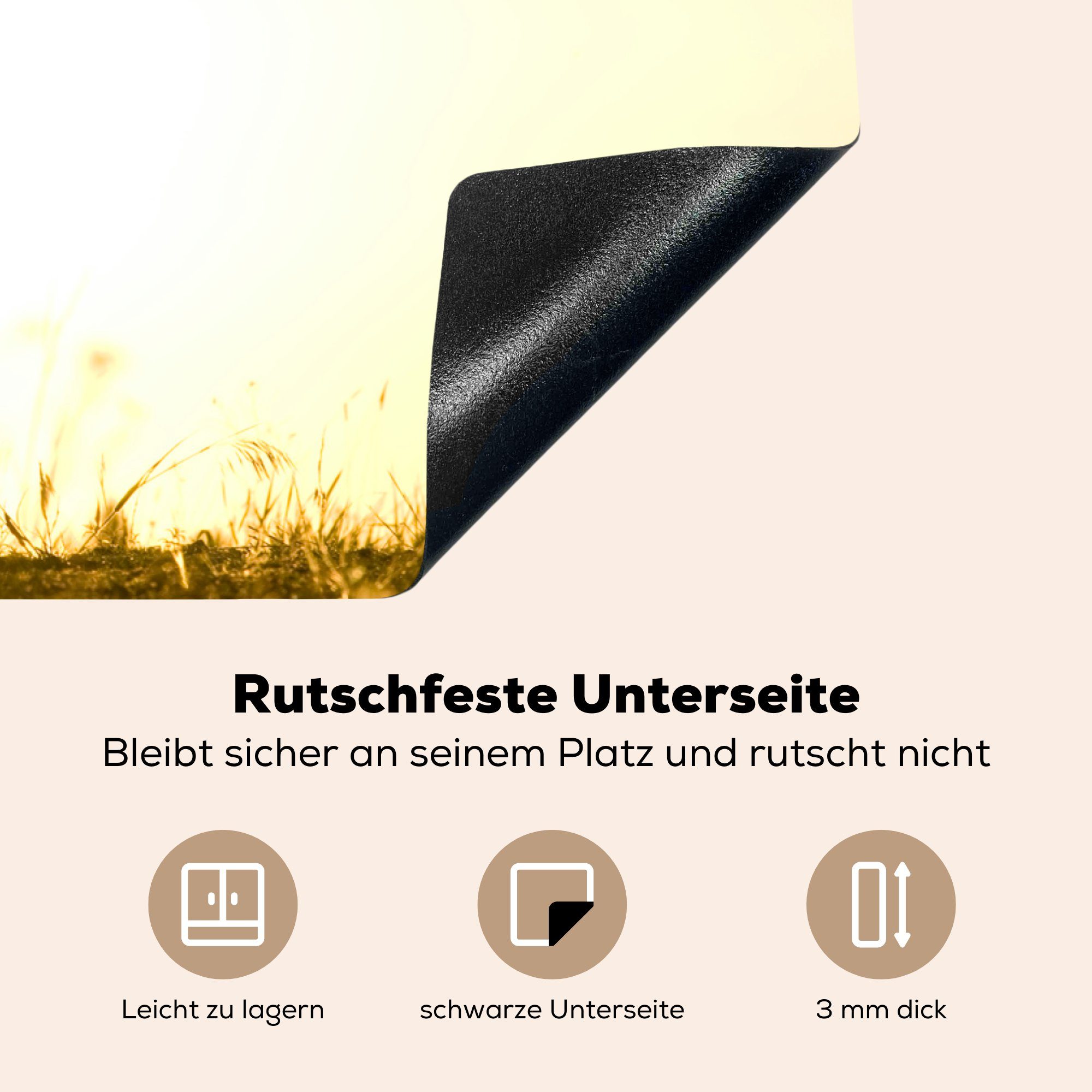 tlg), MuchoWow der 81x52 küche, wirft, (1 Induktionskochfeld Herdblende-/Abdeckplatte Diskus Athlet, cm, die Vinyl, Schutz Ceranfeldabdeckung für Ein