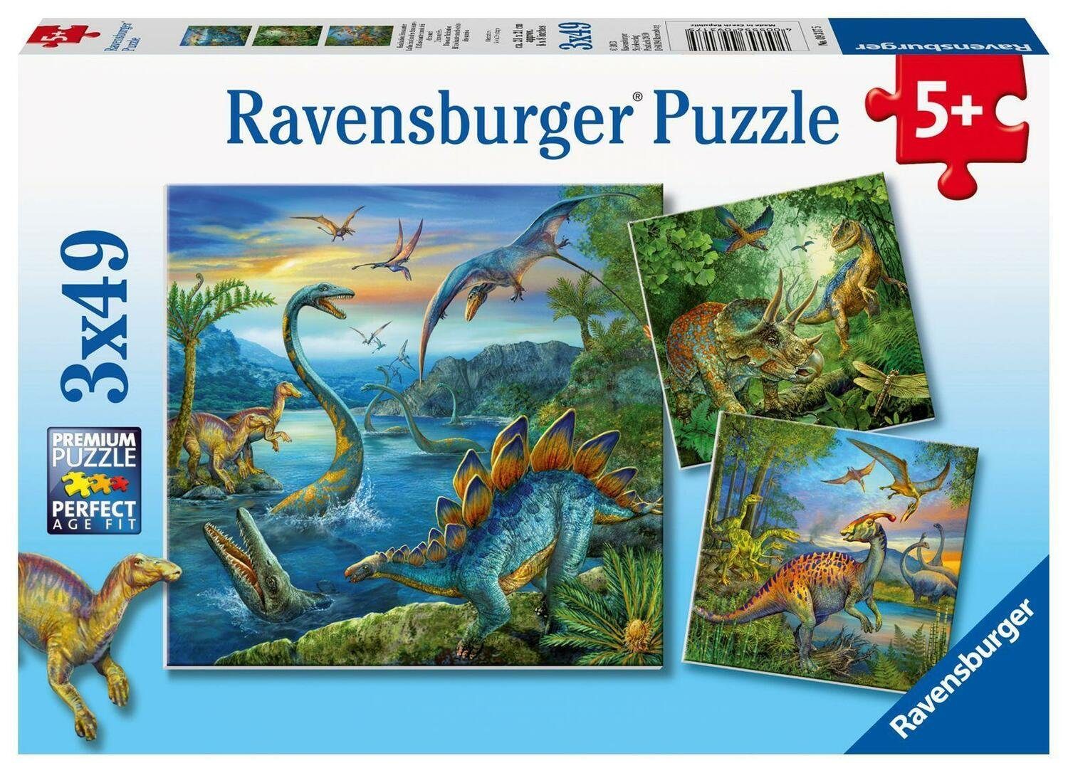 Ravensburger Puzzle Faszination Dinosaurier. Puzzle 3 X 49 Teile, 49 Puzzleteile