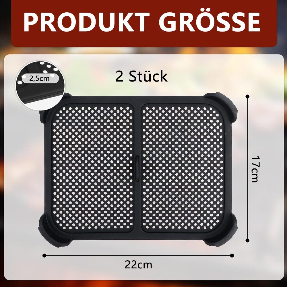TUWENA Küchenmaschinen Zubehör-Set 2 Stück Silikon Spritzschutz für Ninja AF400 AF451EU, Airfryer Zubehör, 22*17*2.5cm kann bis 230℃ Fettspritzschutz für Ninja AF400EU, AF451EU