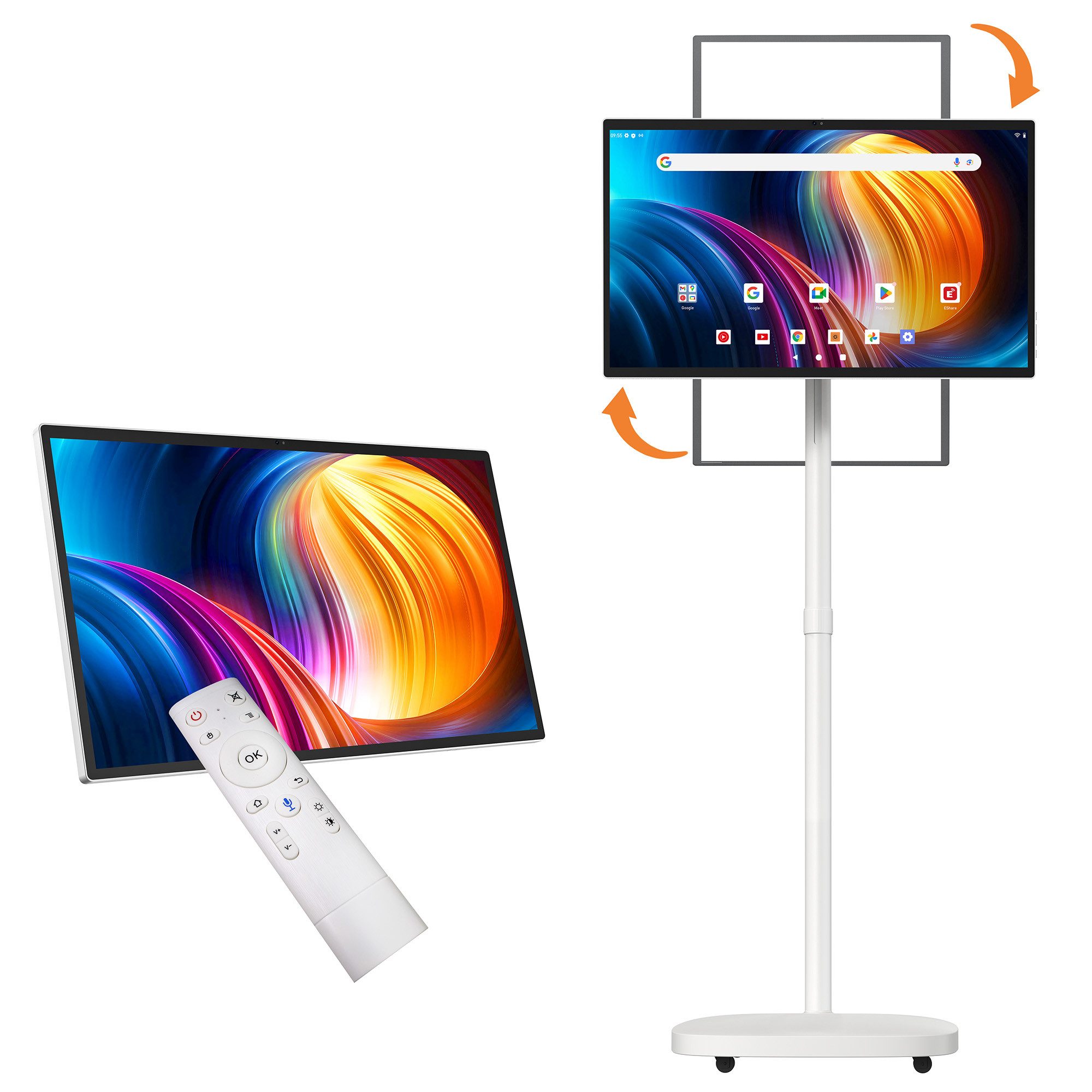 Xoro MegaPAD Smart Kiosk Display 27" – Mobiles Full-HD-Touchdisplay Tablet (27", 128 GB, Android14, Dreh- und neigbar, mit Kamera und Wireless Screen Mirroring)