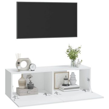 vidaXL TV-Wand TV-Wandschränke 2 Stk. Weiß 100x30x30 cm Holzwerkstoff, (2-St)