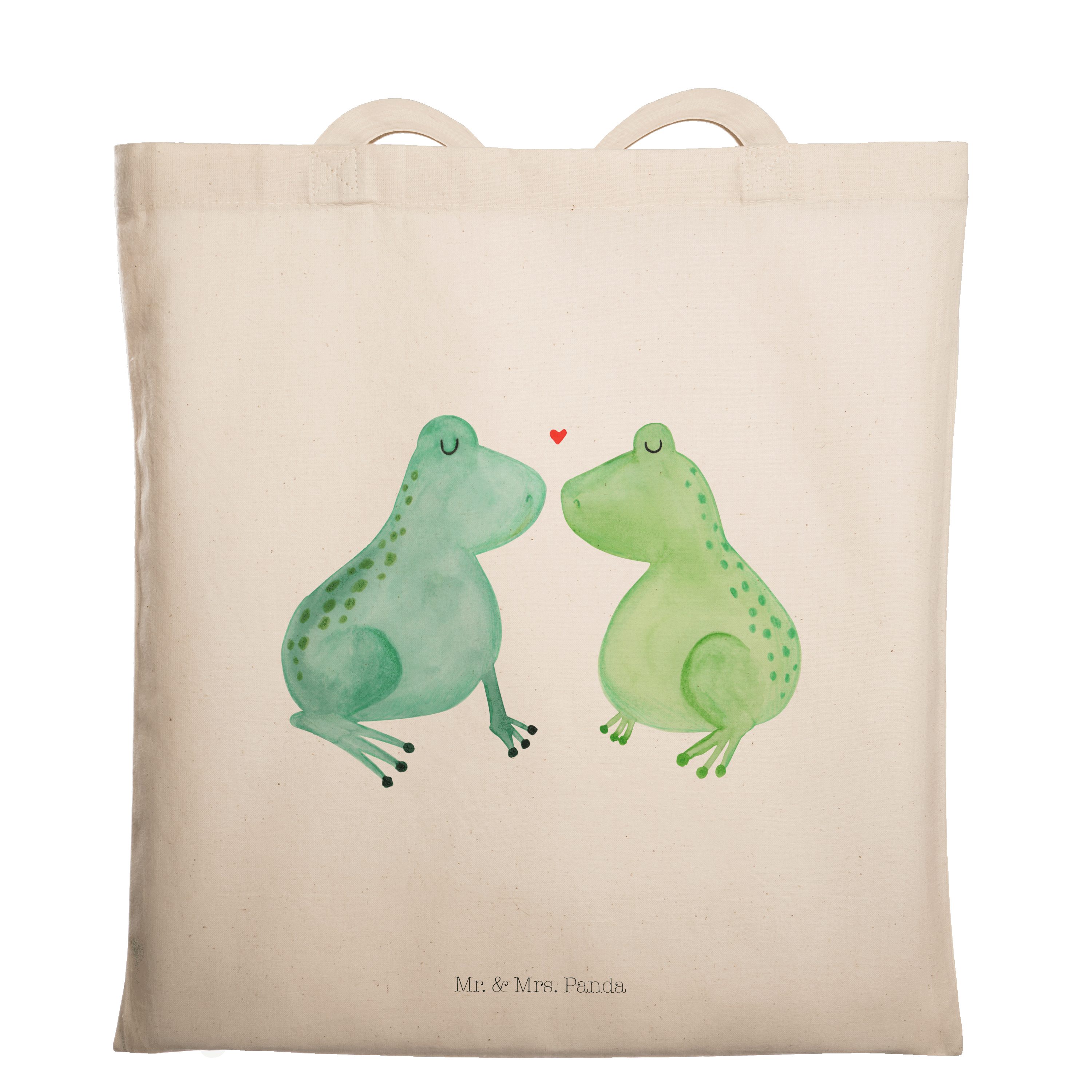 Frosch - Geschenk, Liebe Tragetasche (1-tlg) Transparent - Mr. Stoffbeutel, Panda Einkaufs Partner, Mrs. &