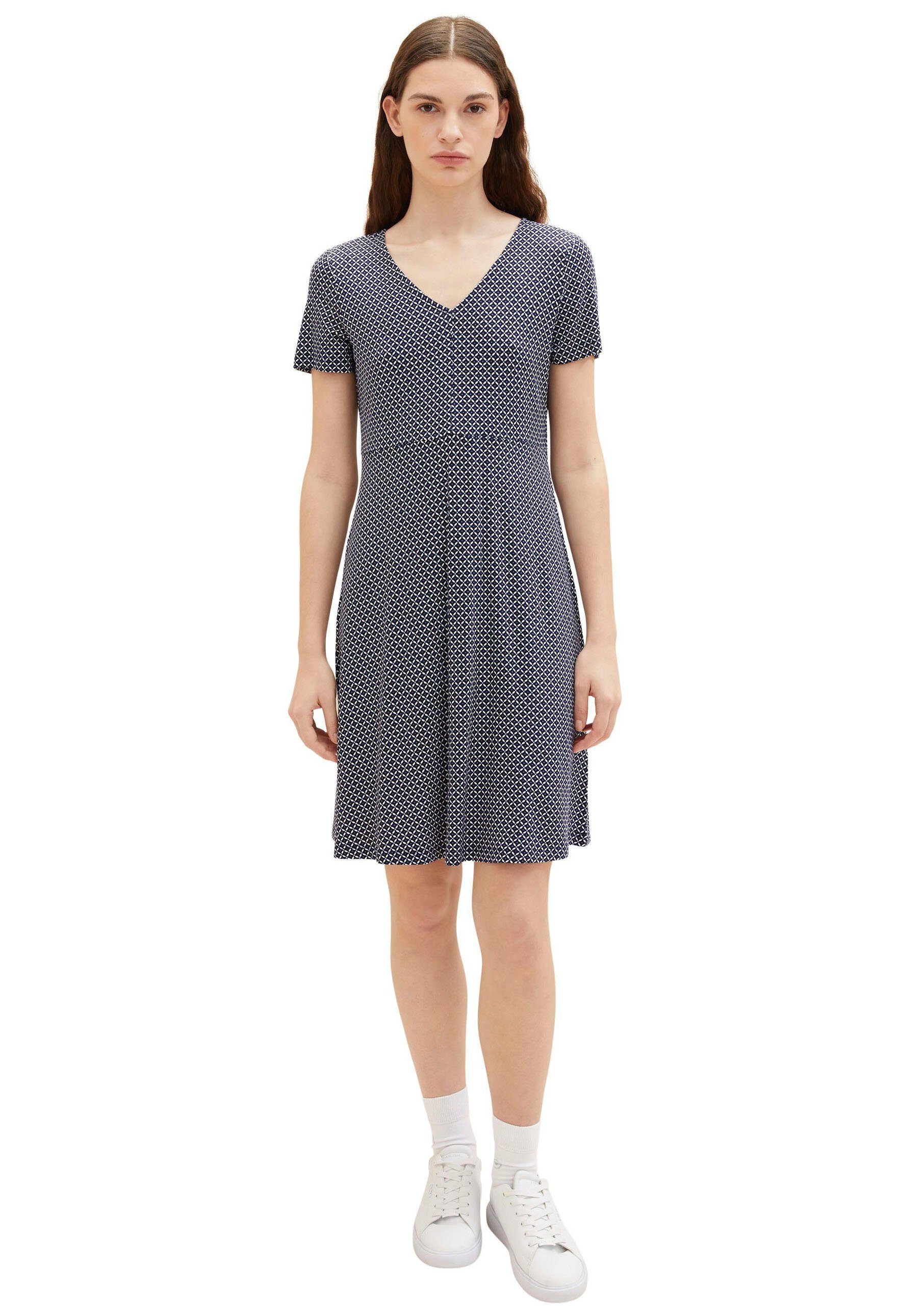 TOM TAILOR Jerseykleid mit modischem navy geometric Allover-Druck