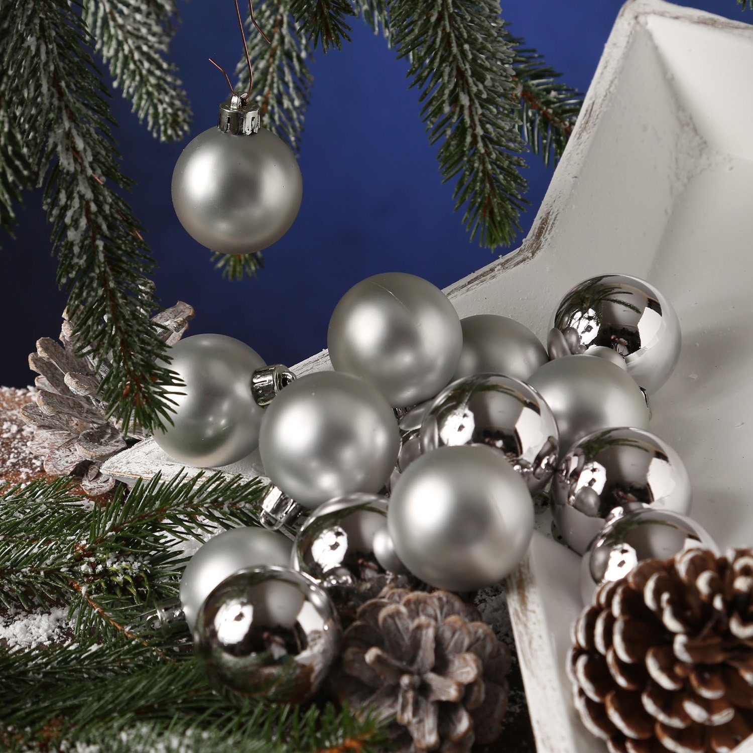 D: Weihnachtskugel Christbaumkugel (16 bruchfest MARELIDA Weihnachtsbaumkugel Set 16er silber 4cm St)