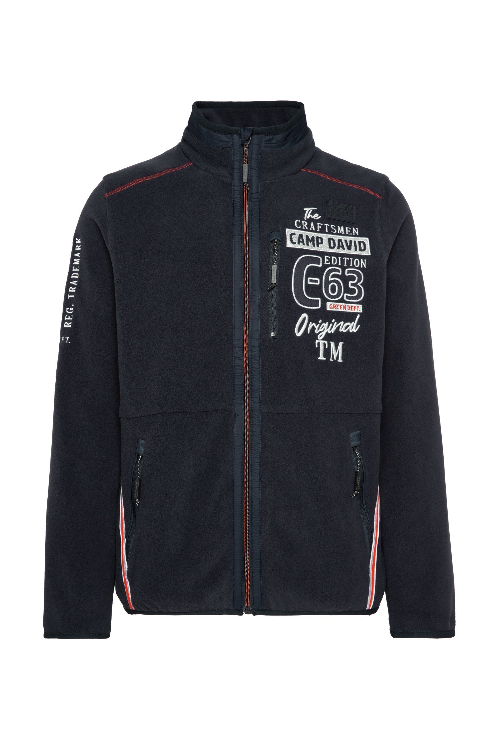 CAMP DAVID mit Logostickereien Fleecepullover