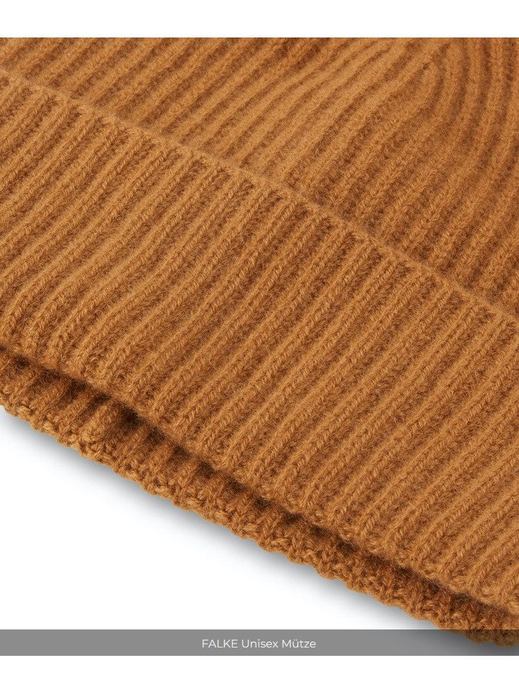 FALKE Strickmütze (Bommel) Unisex - Kaschmir, Bommel - ockerfarben - 1 Stück