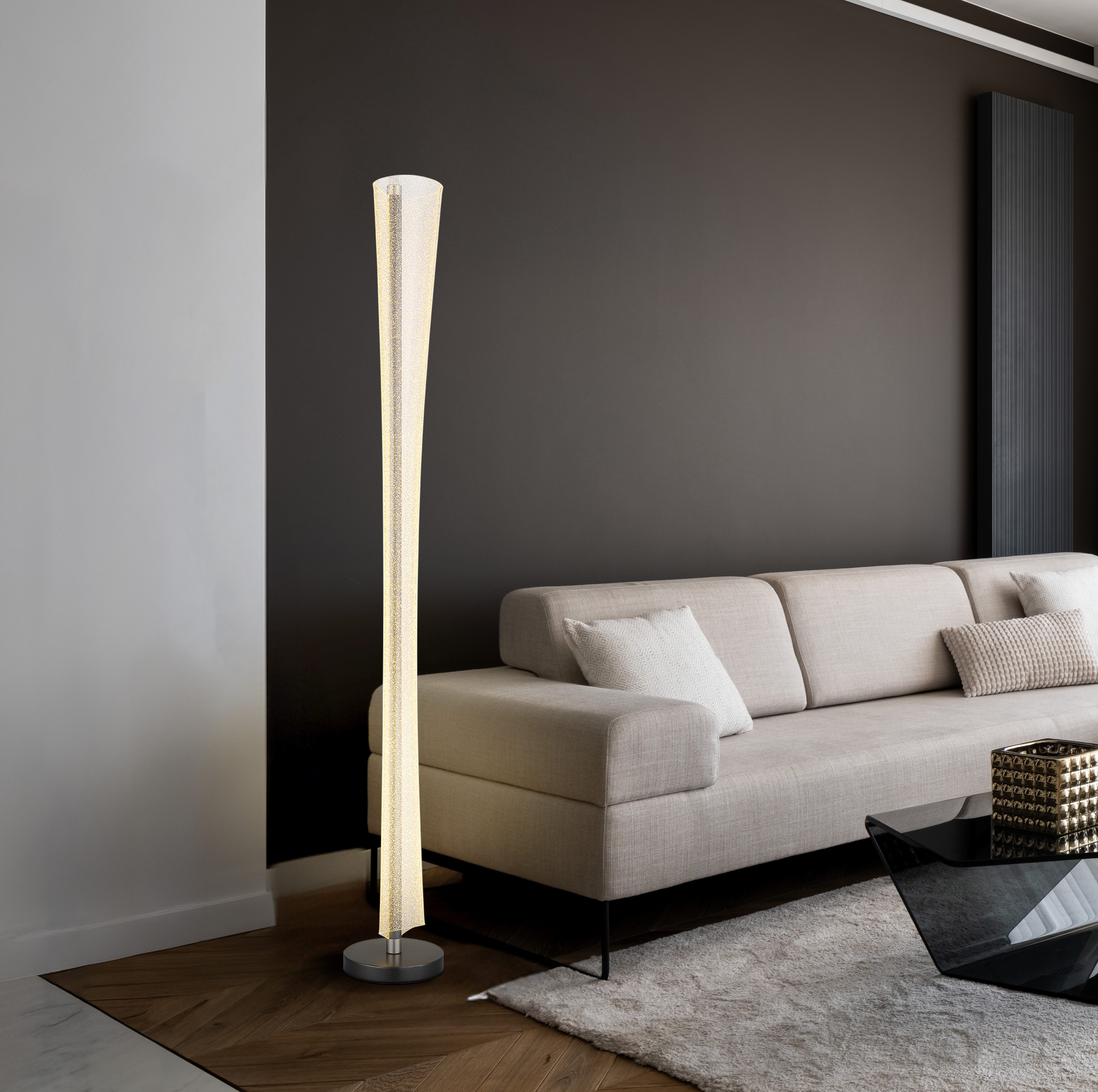 GLOBO LIGHTING Stehlampe MALINDA, LED fest integriert, Anthrazit Stehleuchte mit Acryl klar und Memoryfunktion, LED 48W