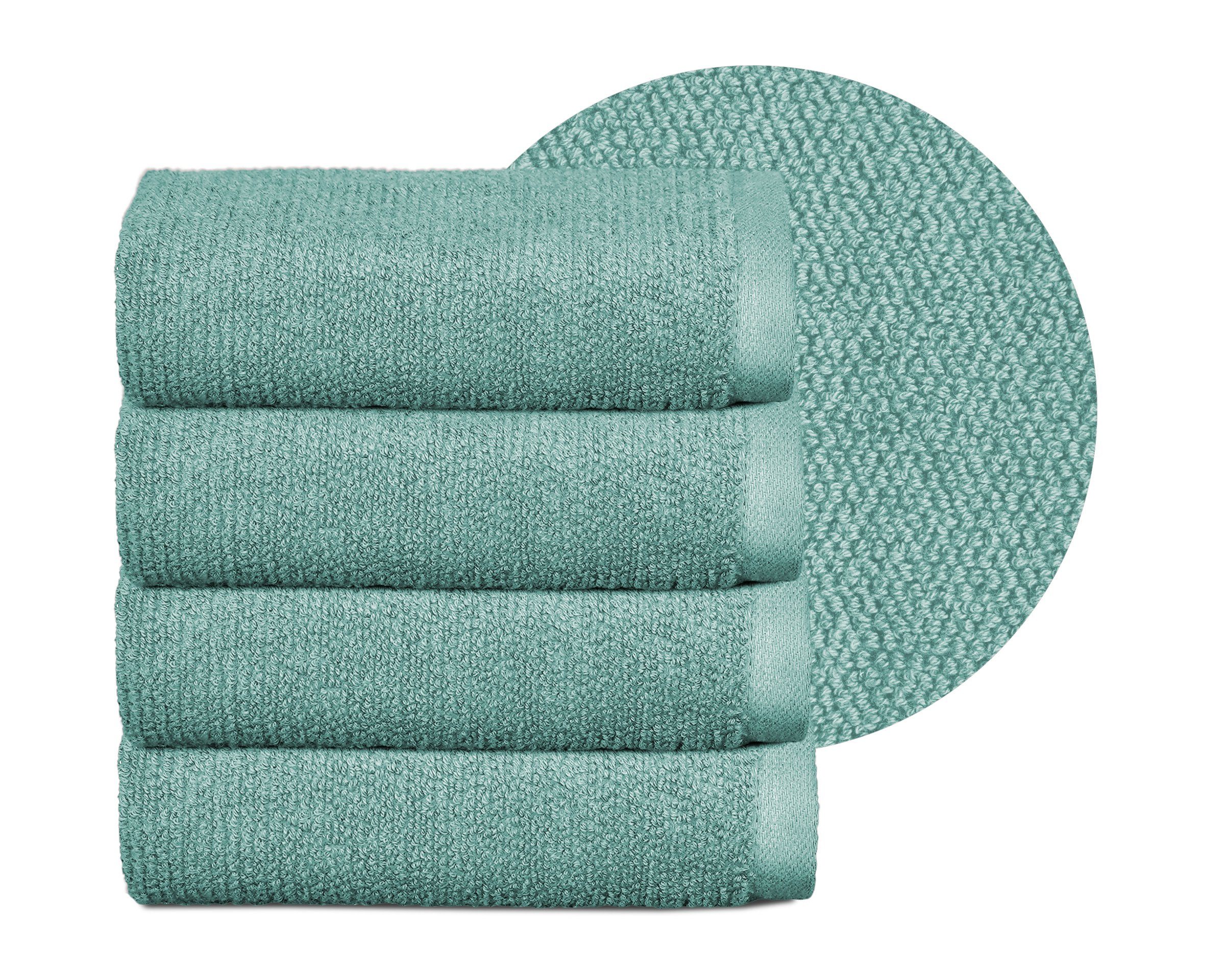 Beautex Handtuch Set Handtuch Set, Made in Europe, Frottier, (Multischlaufen-Optik, Frottier Premium Set aus 100% Baumwolle 550g/m) Ozeanblau