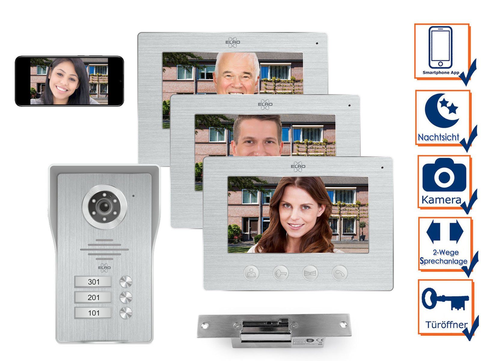 Elro Smart Home Türklingel (Innenbereich, Außenbereich, IP Haustürklingel &  Freisprechanlage Wechselsprechanlage & Kamera)