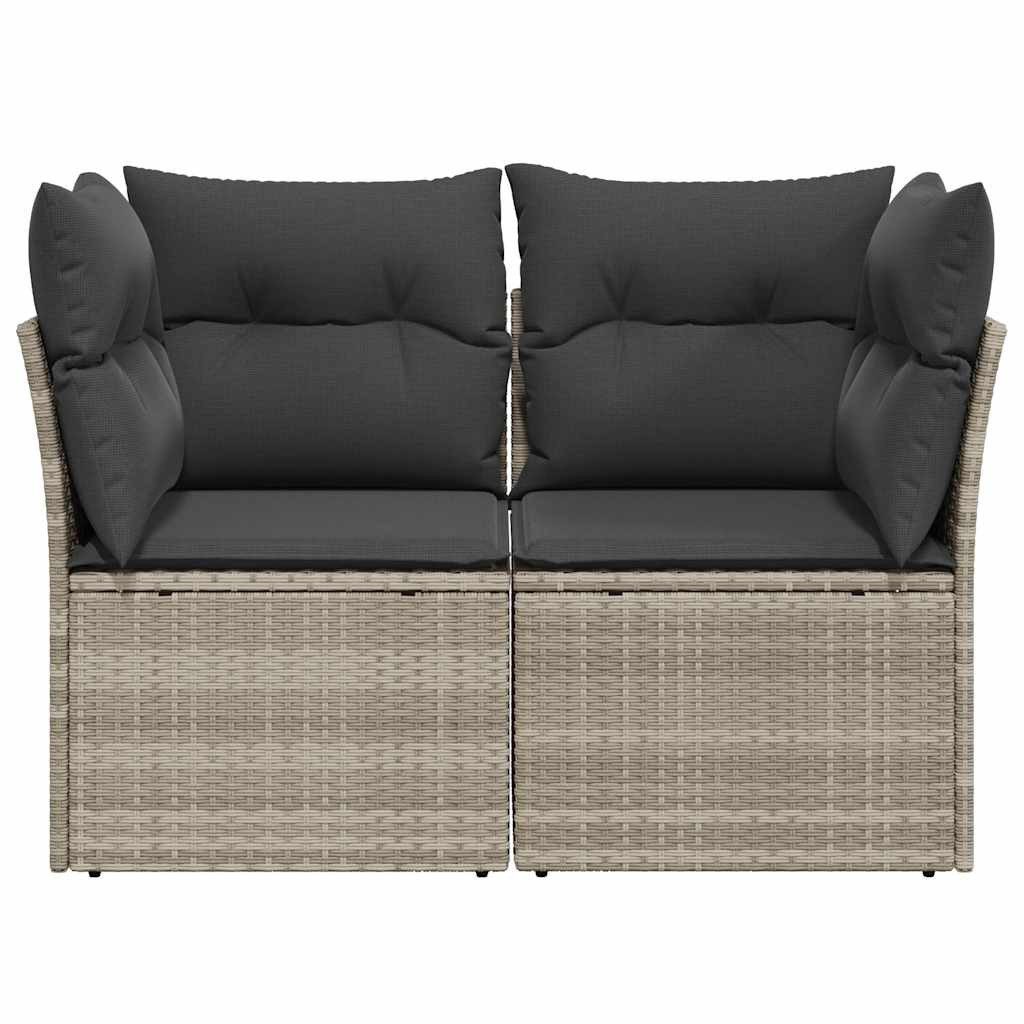 vidaXL Loungesofa Gartensofa mit Kissen 2-Sitzer Hellgrau Poly Rattan, 1 Teile – Bild 4 von 5