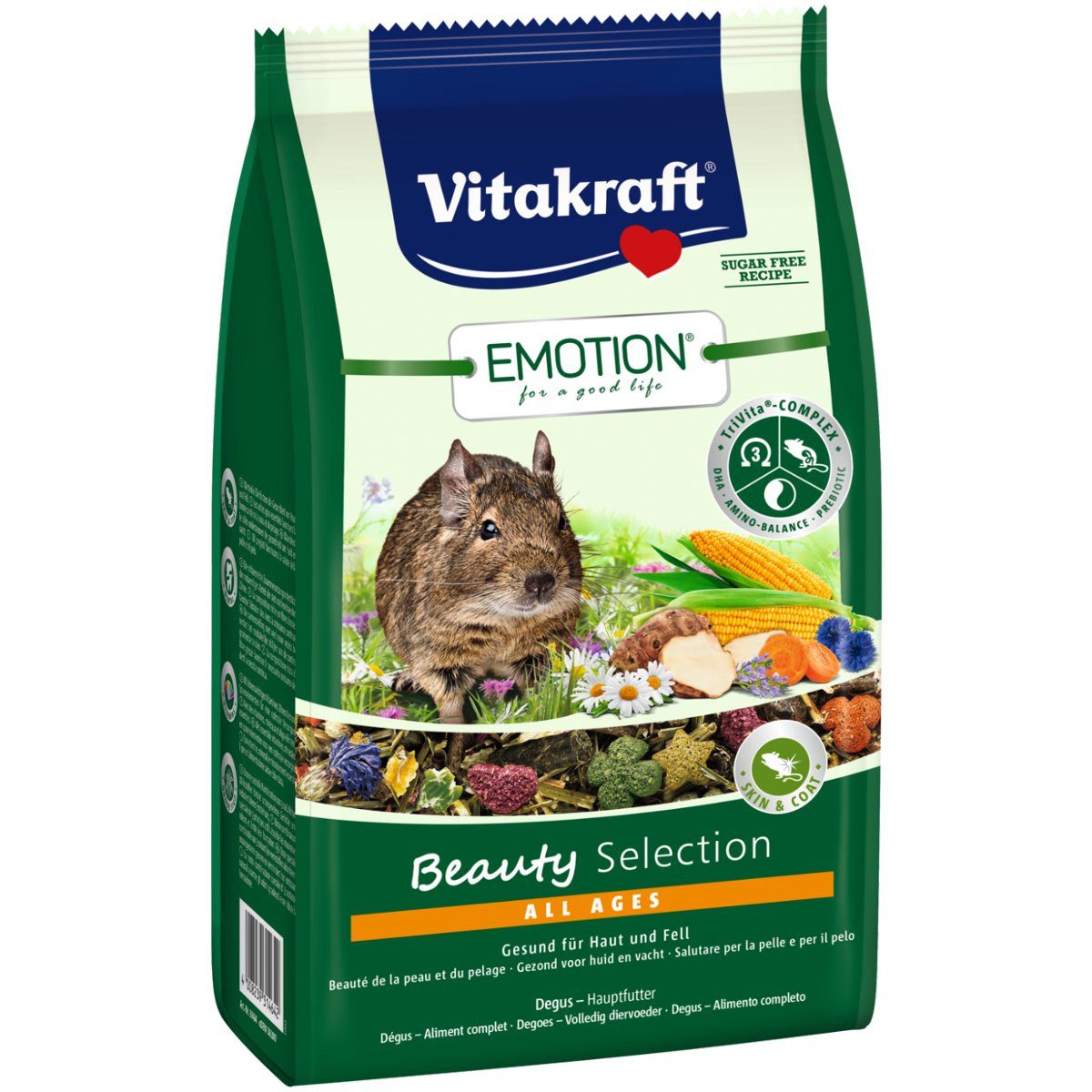 Vitakraft Emotion Beauty All Ages, Degufutter, 600g, Hauptfutter für: Degu